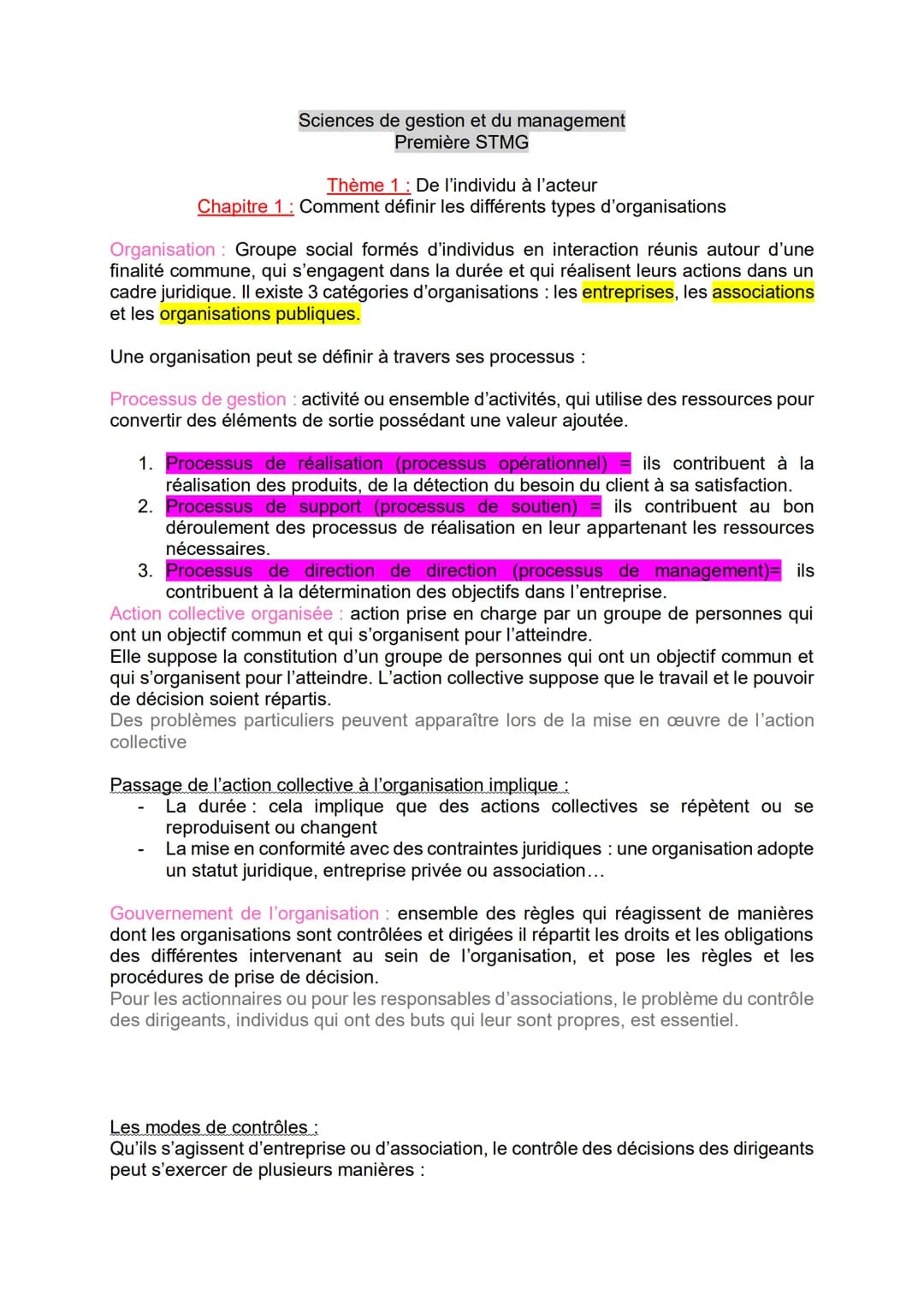 --- OCR Start ---
Sciences de gestion et du management
Première STMG
Thème 1: De l'individu à l'acteur
Chapitre 1: Comment définir les diffé