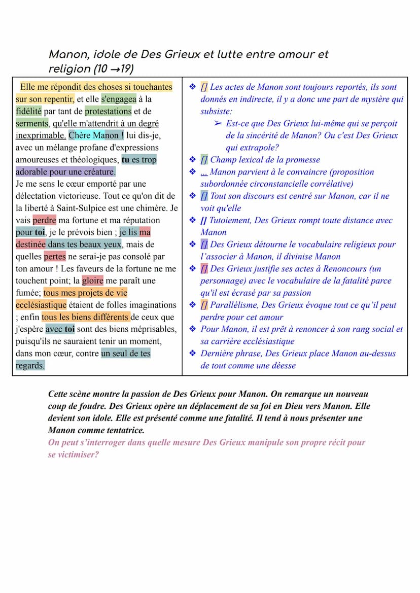 Texte 7: Manon Lescaut
L'histoire du Chevalier Des Grieux et de Manon Lescaut a été écrit par
l'abbé Prévost en 1731. Mais, il fut jugé scan