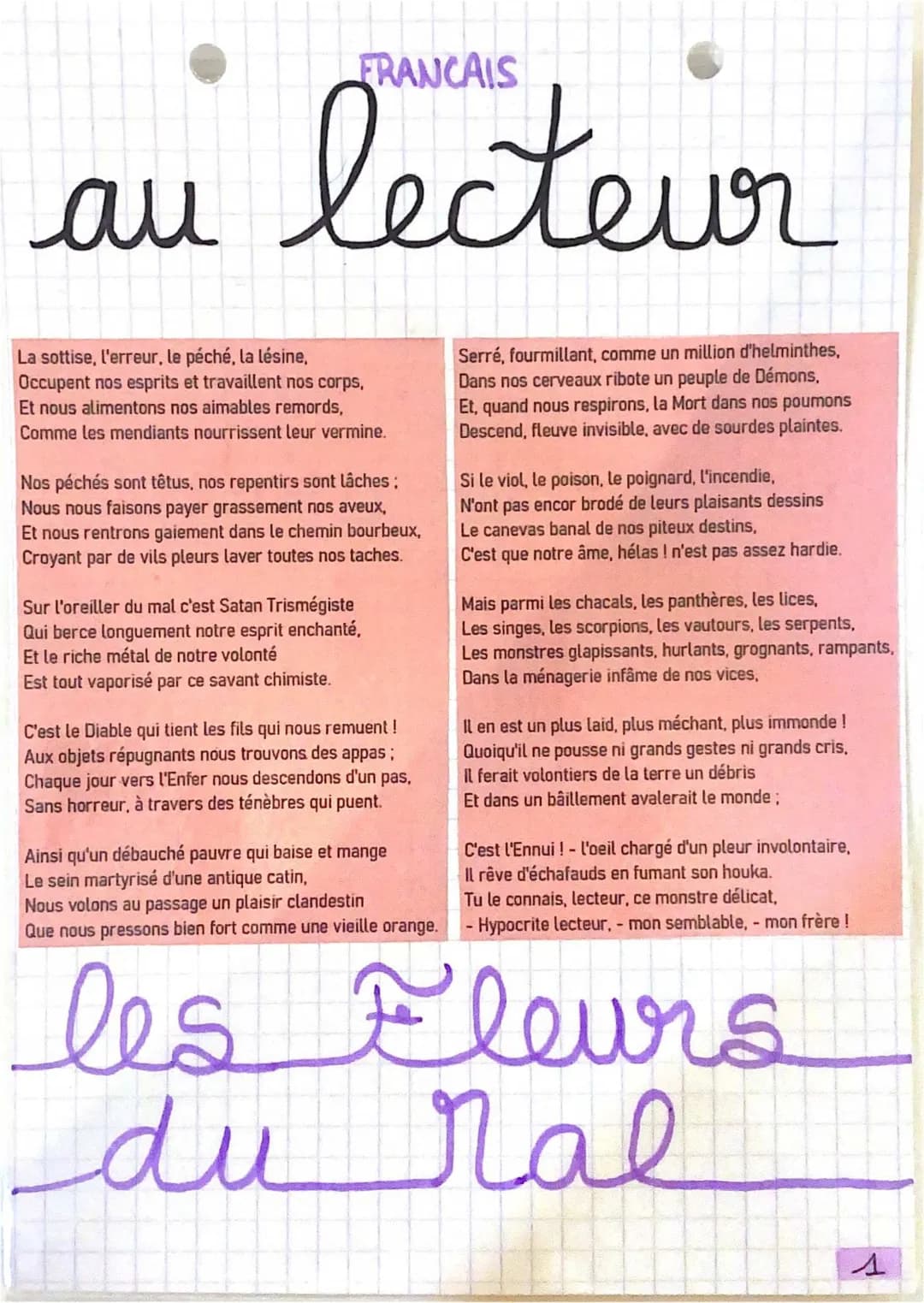 Analyse du poème 'Au lecteur' de Charles Baudelaire