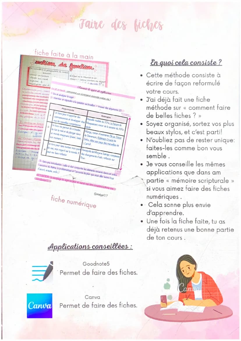 @studygirl
27
Comment réviser ?
méthodes de révision Convient à qui?
Cette méthode convient à ceux qui
retiennent leurs cours rien qu'en éco