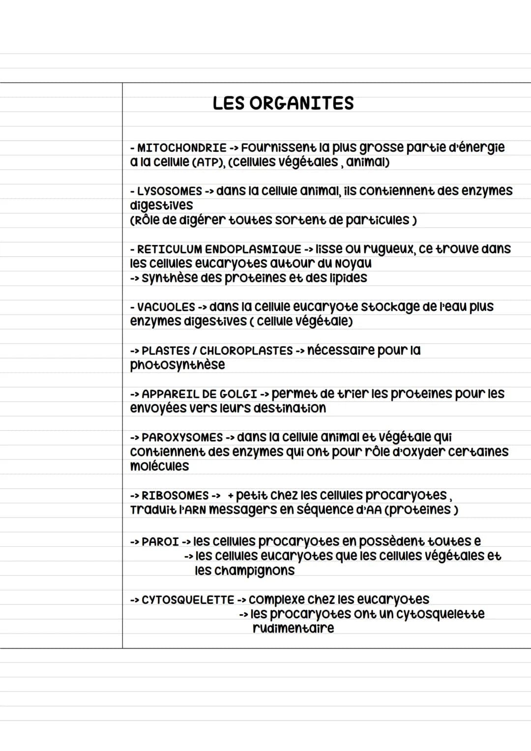 La cellule
organismes vivants —› au moins une cellule
organismes non vivants -> sans cellule
Les organismes constituer d'une cellule -> «< u