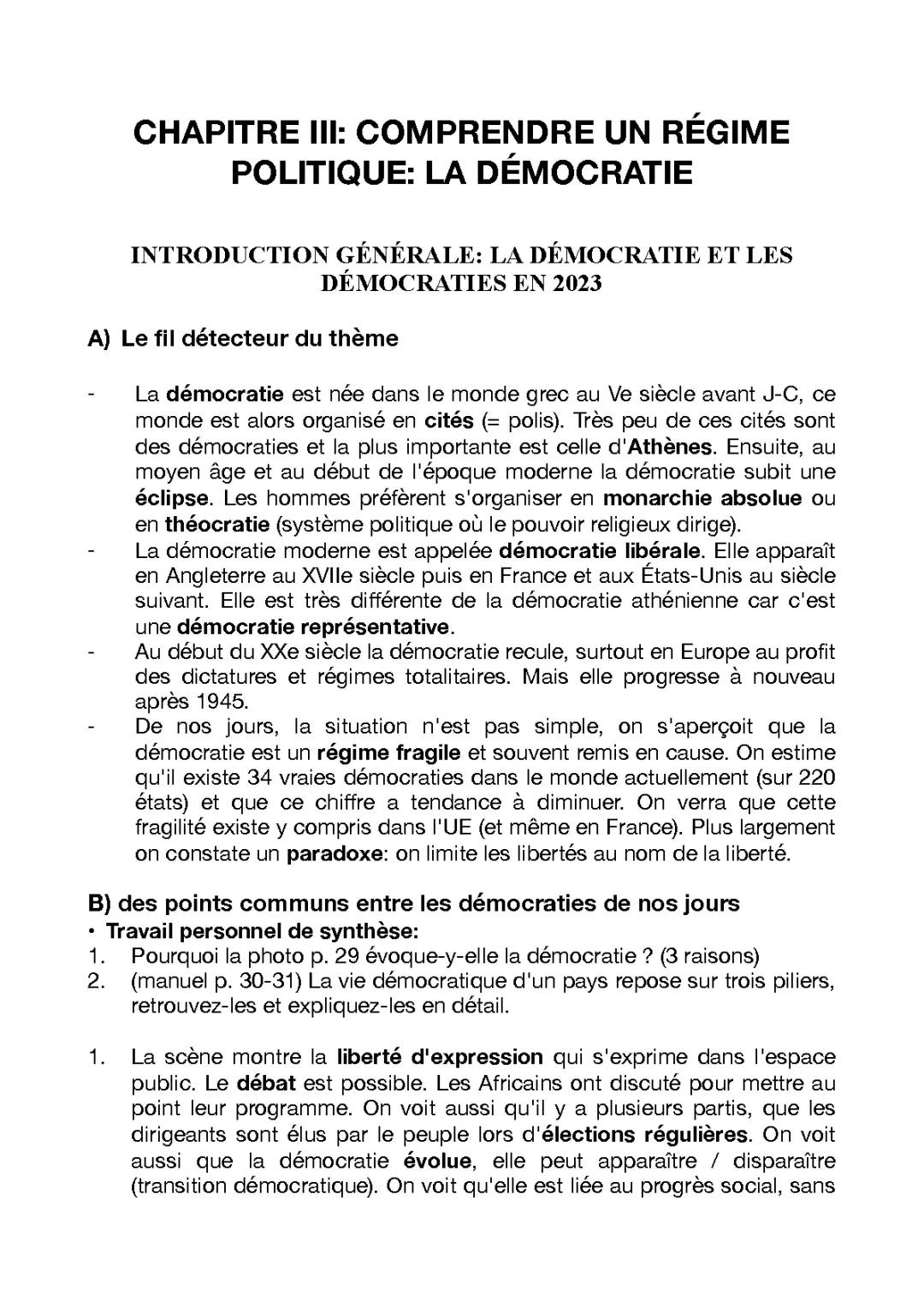 Comprendre la Démocratie : Dissertation, HGGSP et Évolution dans le Monde