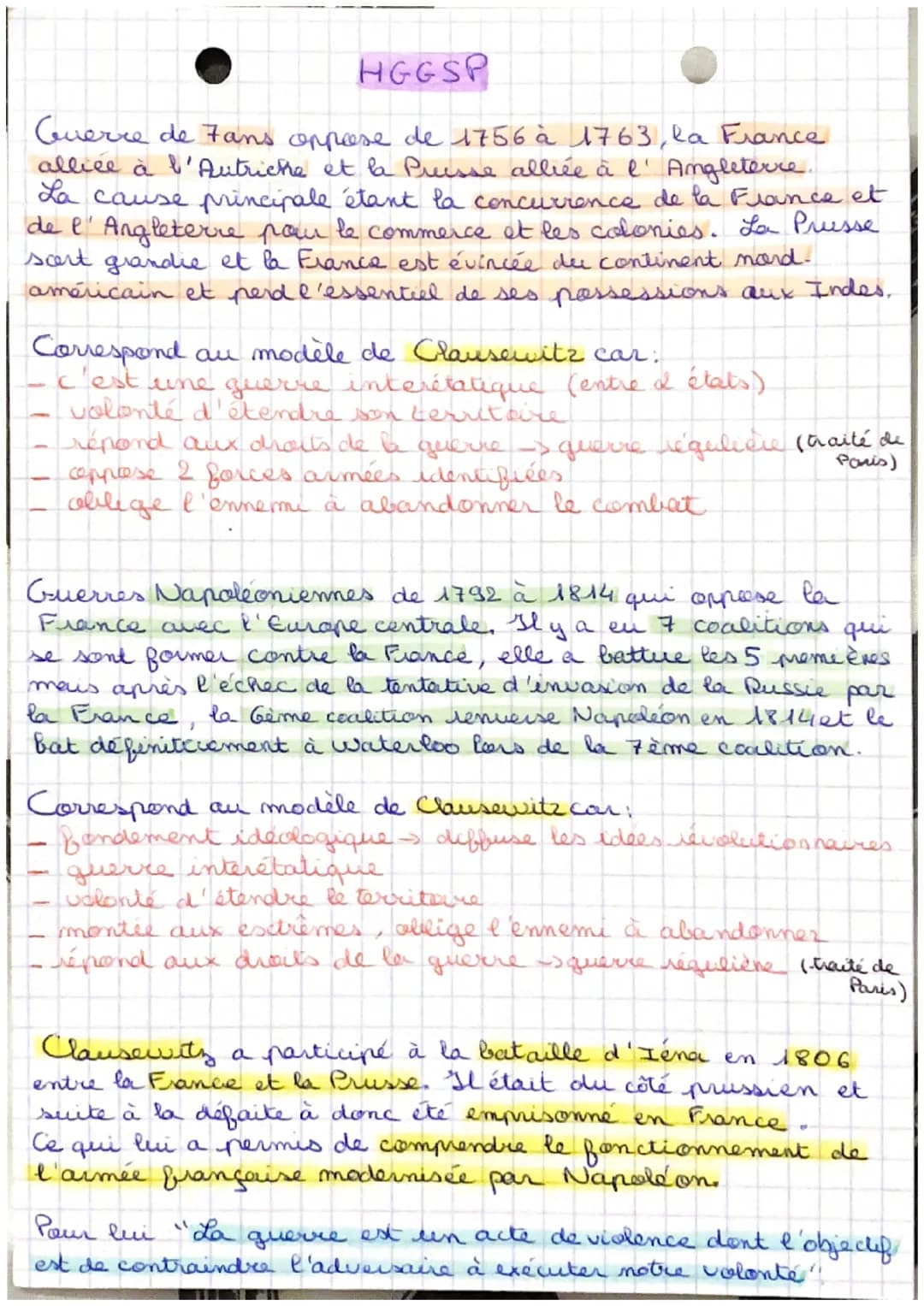 HGG SP
Guerre de Fans oppose de 1756 à 1763, la France
alliée à l'Autriche et la Preisse alliée à l'Angleterre.
La cause principale étant la