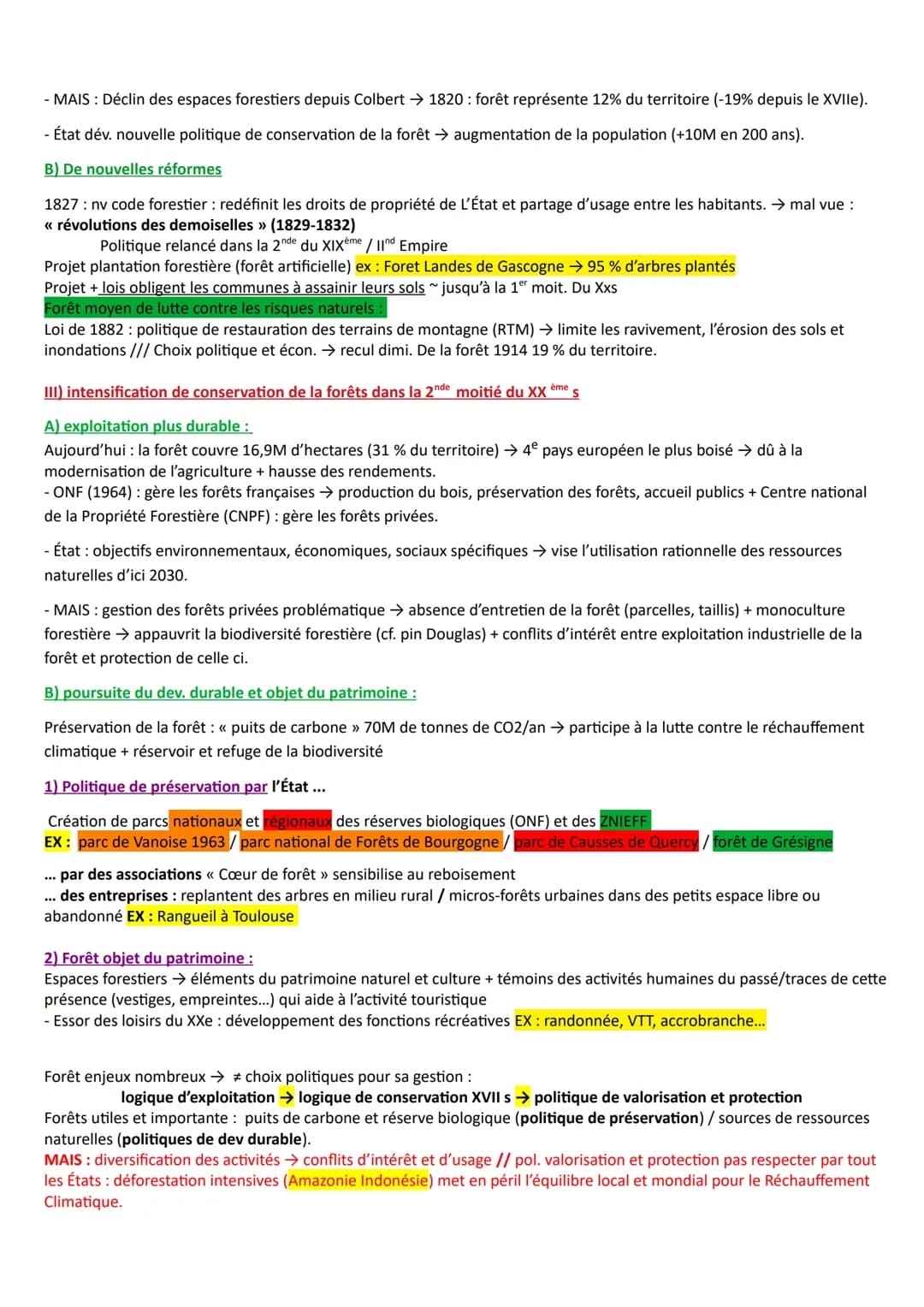 A) Exploiter et protéger une ressource << naturelle » : la forêt français depuis Colbert :
- France : pays boisé forêt représente 31 % du te