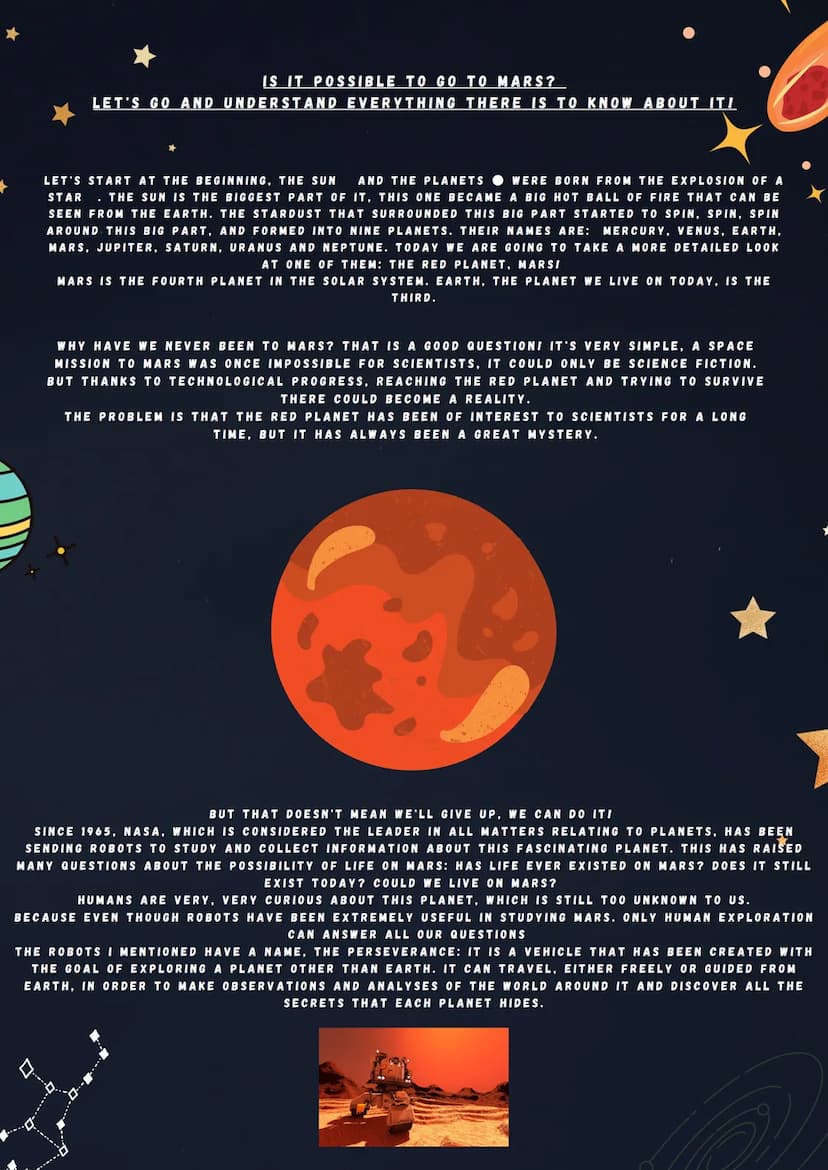 OUR FUTURE
WITHIN THE UNIVERSE
WRITTEN BY NEELE SISCHKE-CERTAIN +
IS IT POSSIBLE TO GO TO MARS?
LET'S GO AND UNDERSTAND EVERYTHING THERE IS 