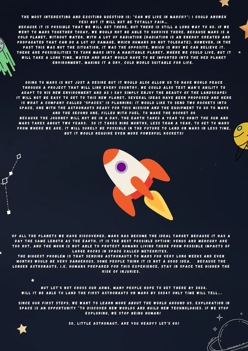 OUR FUTURE
WITHIN THE UNIVERSE
WRITTEN BY NEELE SISCHKE-CERTAIN +
IS IT POSSIBLE TO GO TO MARS?
LET'S GO AND UNDERSTAND EVERYTHING THERE IS 