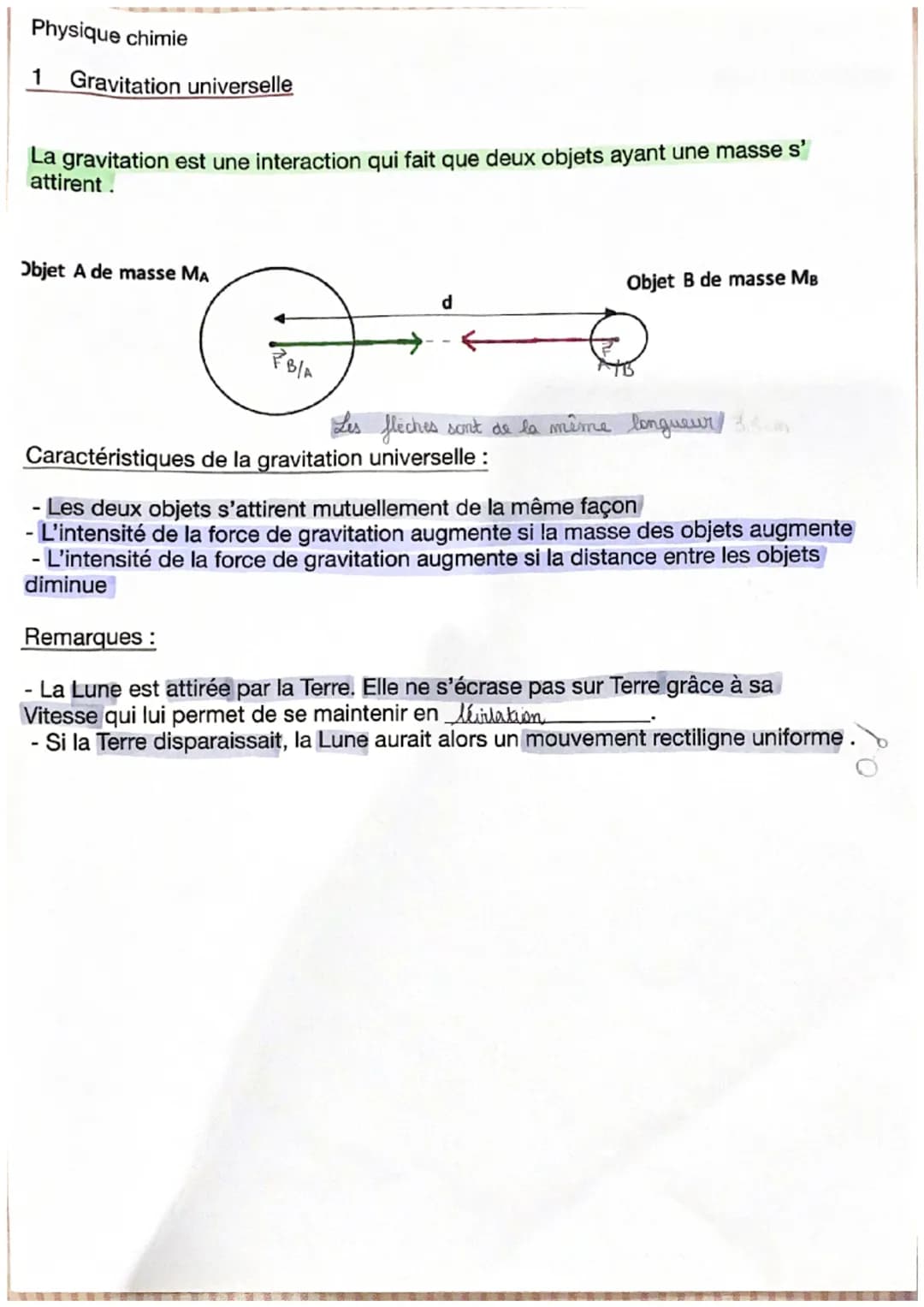 Physique chimie
CHAPITRE 2: Actions mécaniques et forces
1 Diagramme Objet-Interaction
Un diagramme Objet-Interaction permet de faire le bil