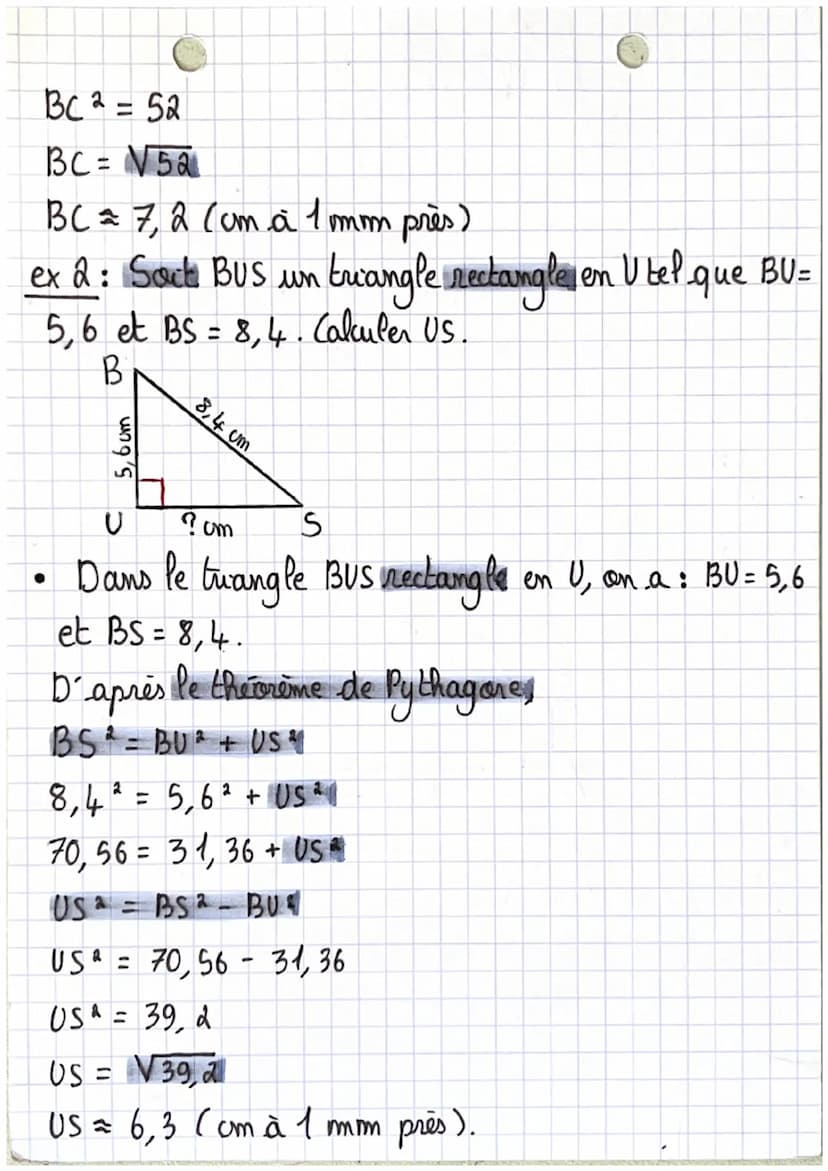 Maths
Theorème de Pythagore:
AB = 4 cm,
Si un triangle est rectangle, alors le
carre de la longueur de l'hypoténuse est egal à
Pa somme des 