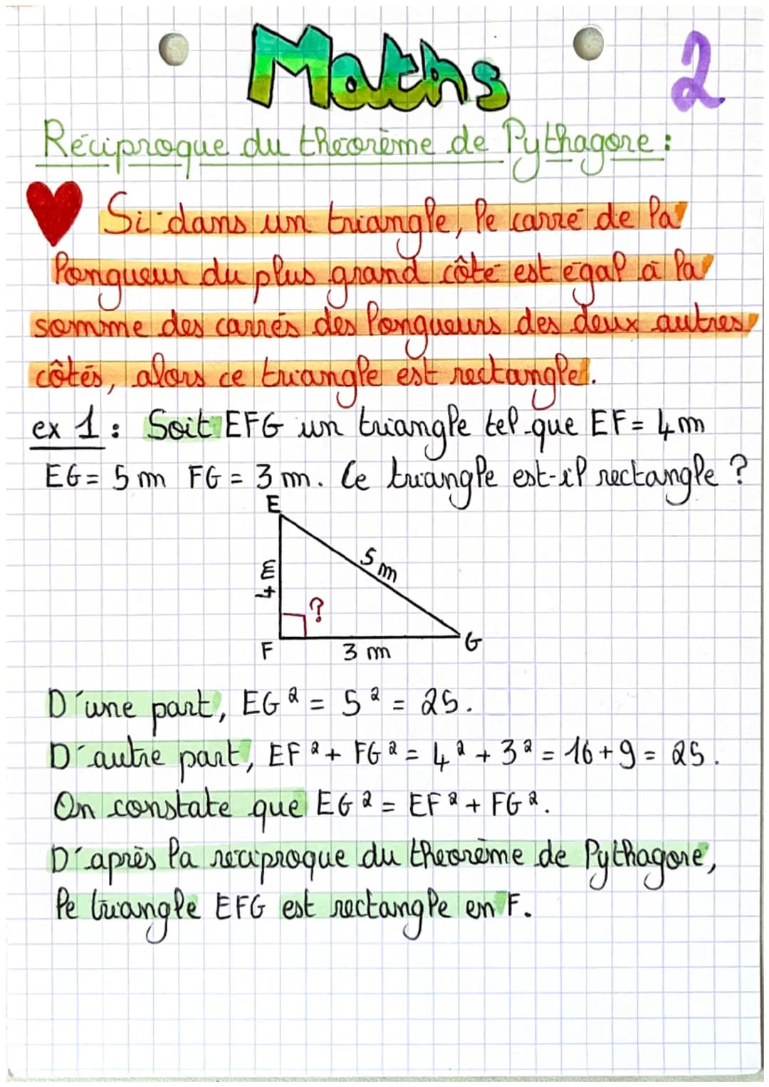 Maths
Theorème de Pythagore:
AB = 4 cm,
Si un triangle est rectangle, alors le
carre de la longueur de l'hypoténuse est egal à
Pa somme des 