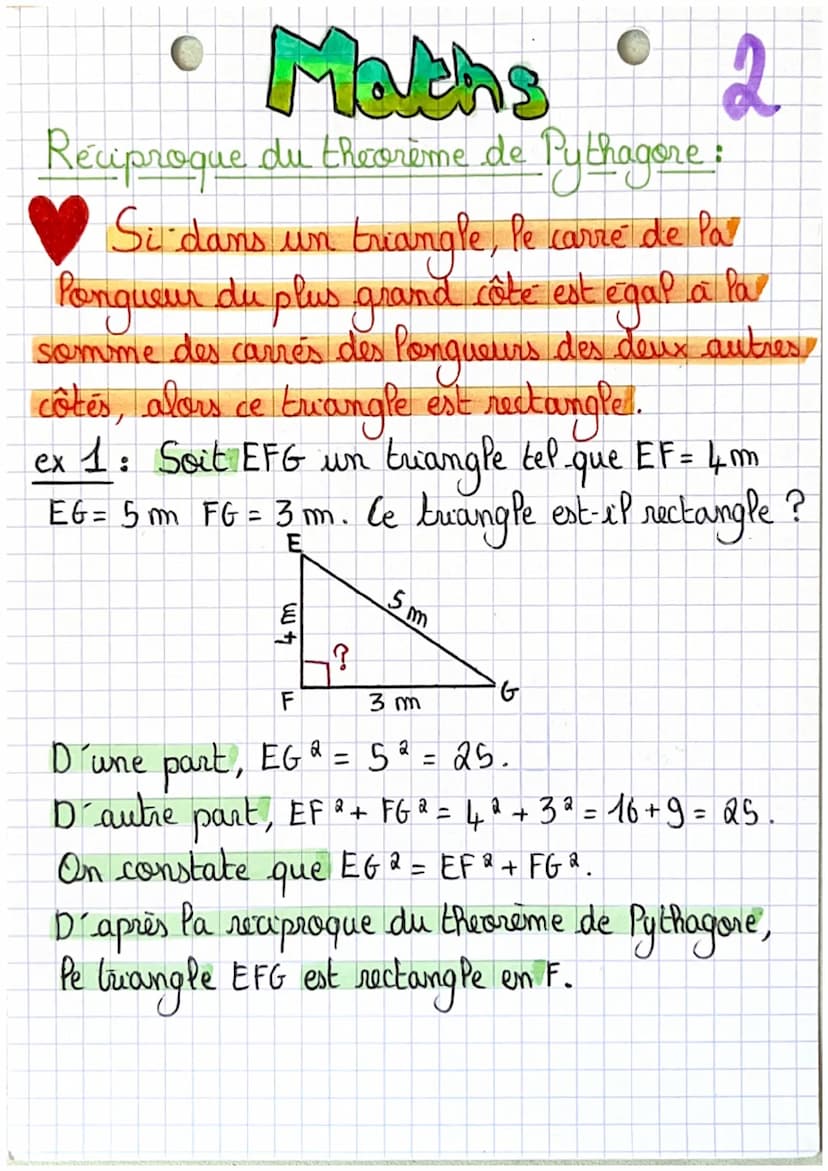 Maths
Theorème de Pythagore:
AB = 4 cm,
Si un triangle est rectangle, alors le
carre de la longueur de l'hypoténuse est egal à
Pa somme des 