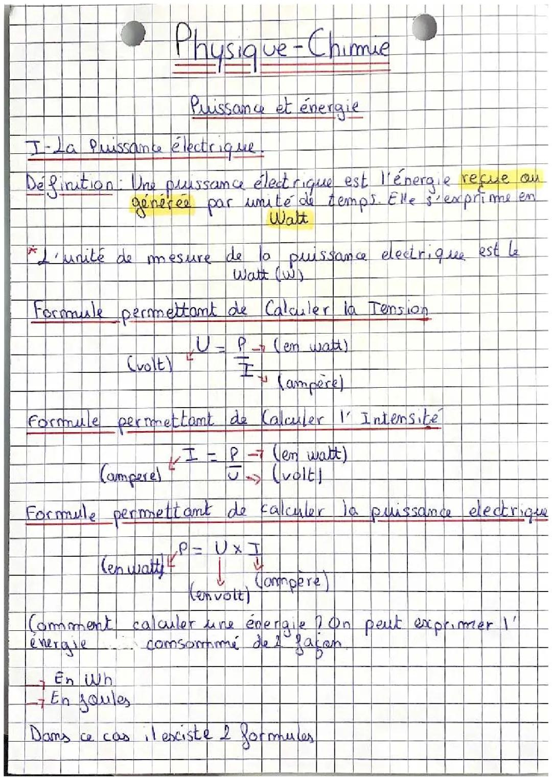 puissance et enrergue