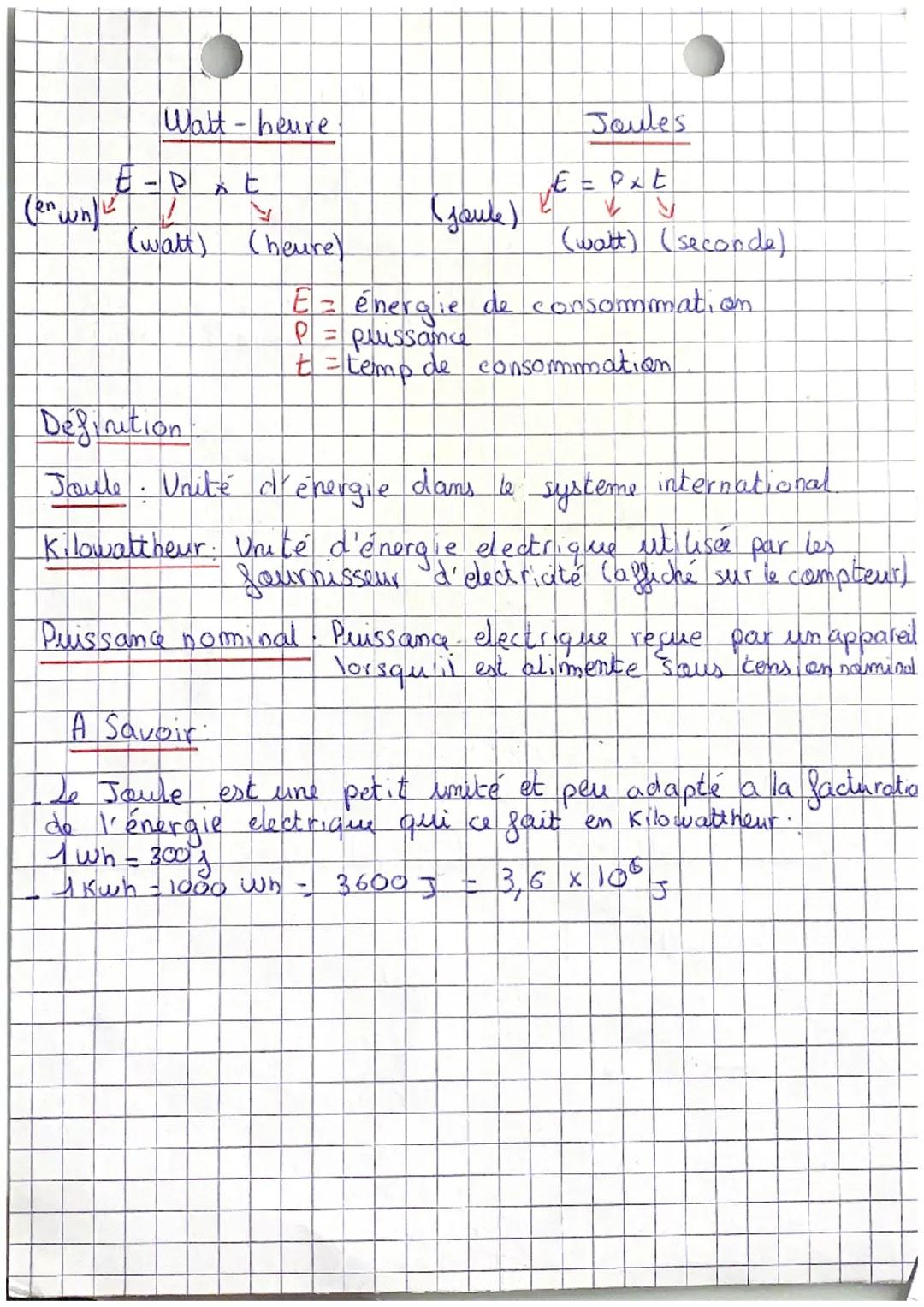 Physique - Chimie
Puissance et énergie
I- La Puissance électrique
Definition: Une puissance électrique est l'énergie reçue on
générée par un