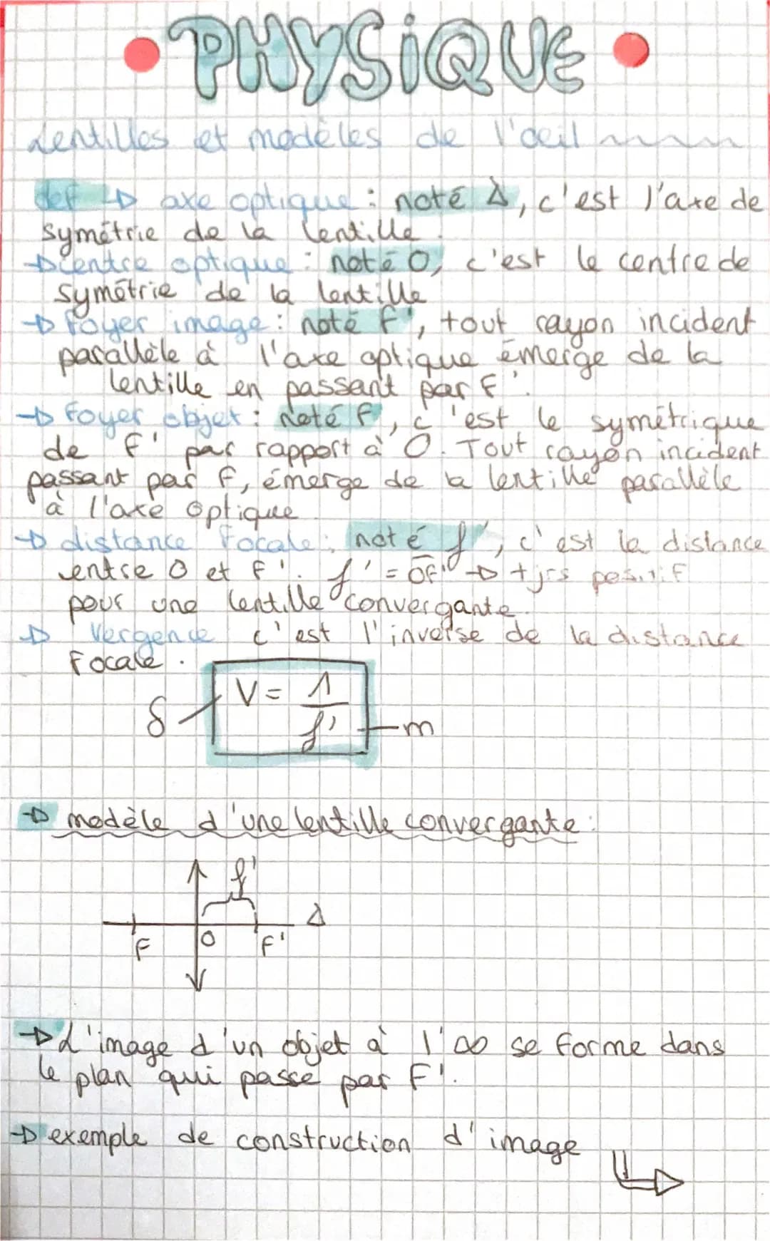 Lentilles et Modèle Optique de l'Œil Simplifié