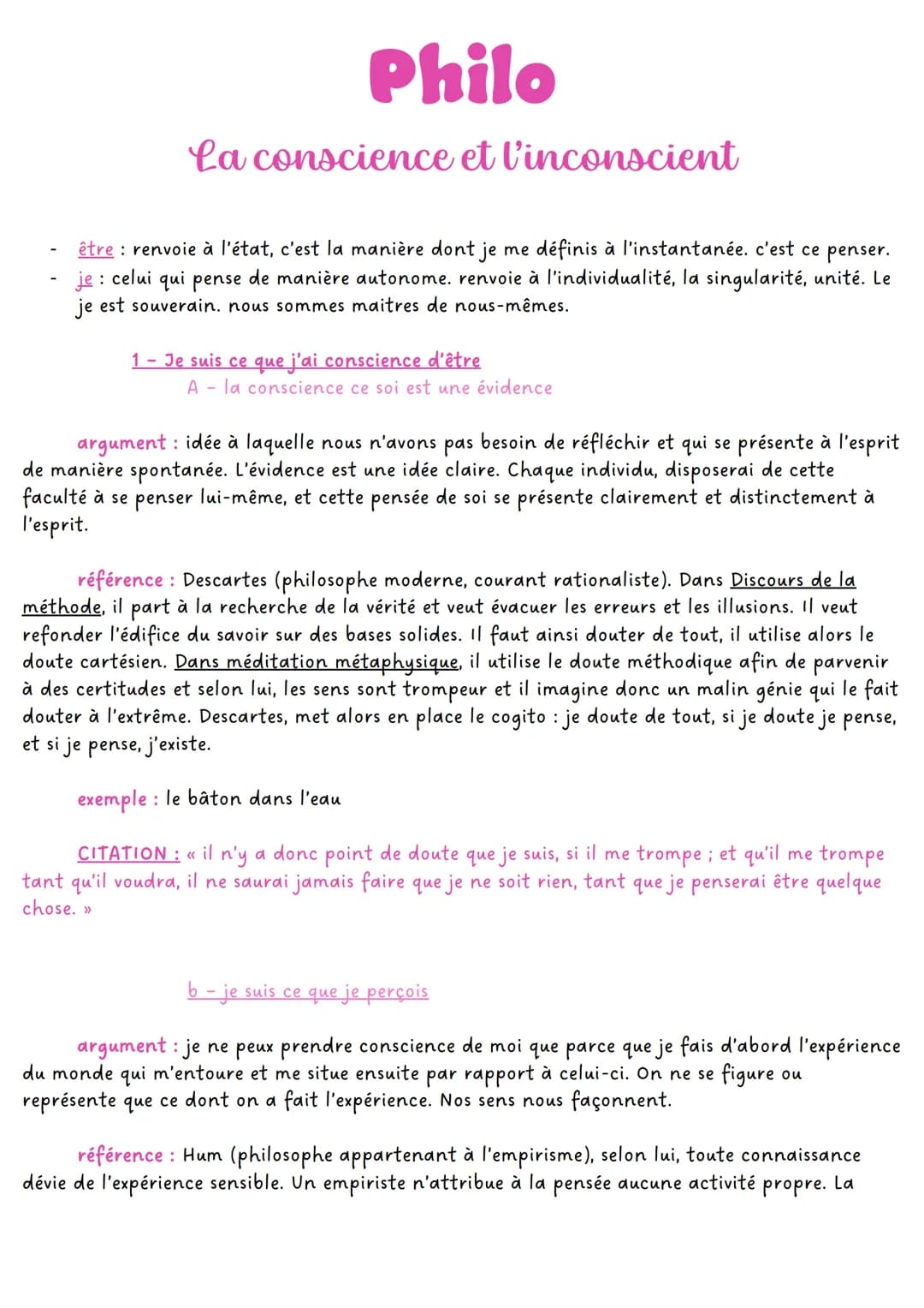 
<p>La question de la conscience et de l'inconscient est un sujet fondamental en philosophie. Il s'agit de comprendre la manière dont nous n