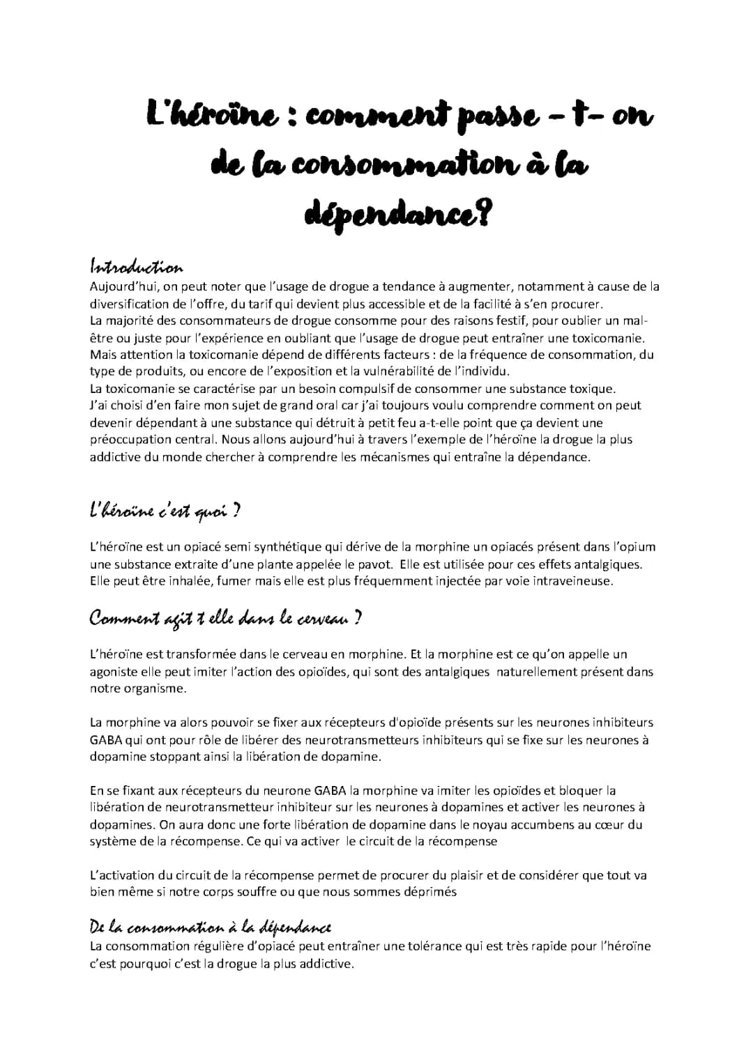 Pourquoi l'héroïne rend accro