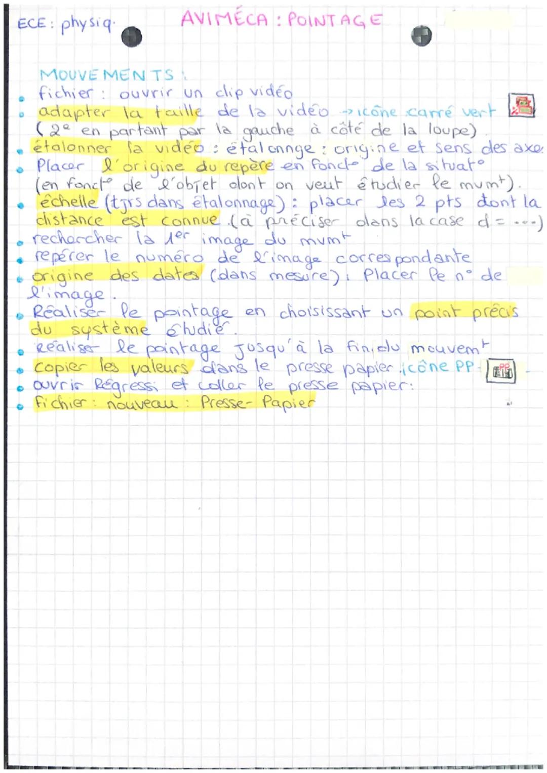 ECE: physiq
AVIMÉCA: POINTAGE

MOUVEMENTS:
*   fichier: ouvrir un clip vidéo
*   adapter la taille de la vidéo icône carré vert
    (2º en p