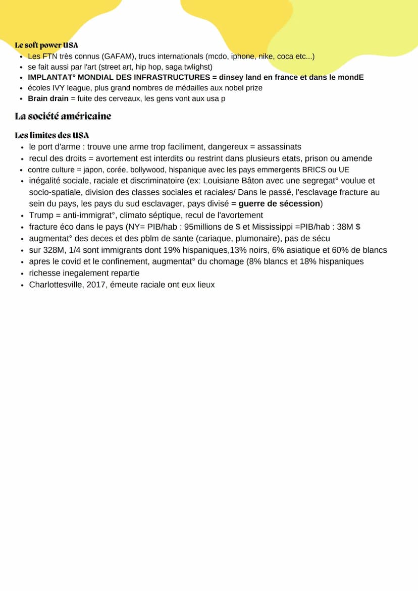 Chapitre 3: La puissance étasunienne
• installat de la psc majeure au XXe
• 1GM précipite leur psc, SGM psc mil, guerre froide monde bipolai