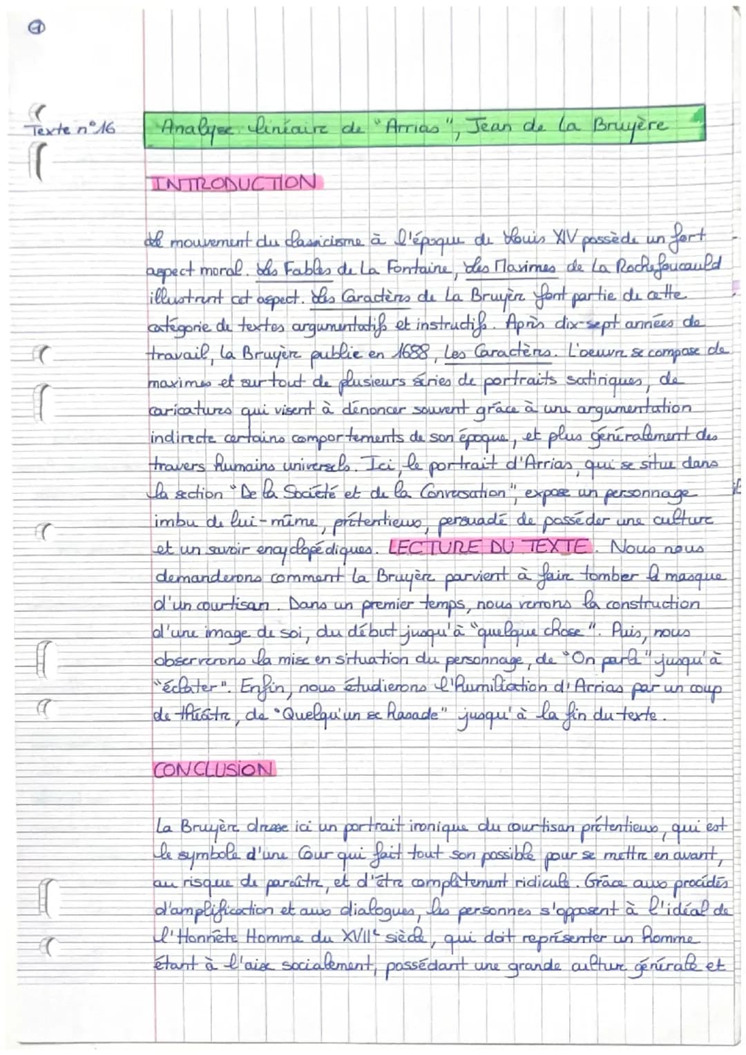 Analyse Linéaire d'Arrias : La Satire des Courtisans dans Les Caractères de La Bruyère