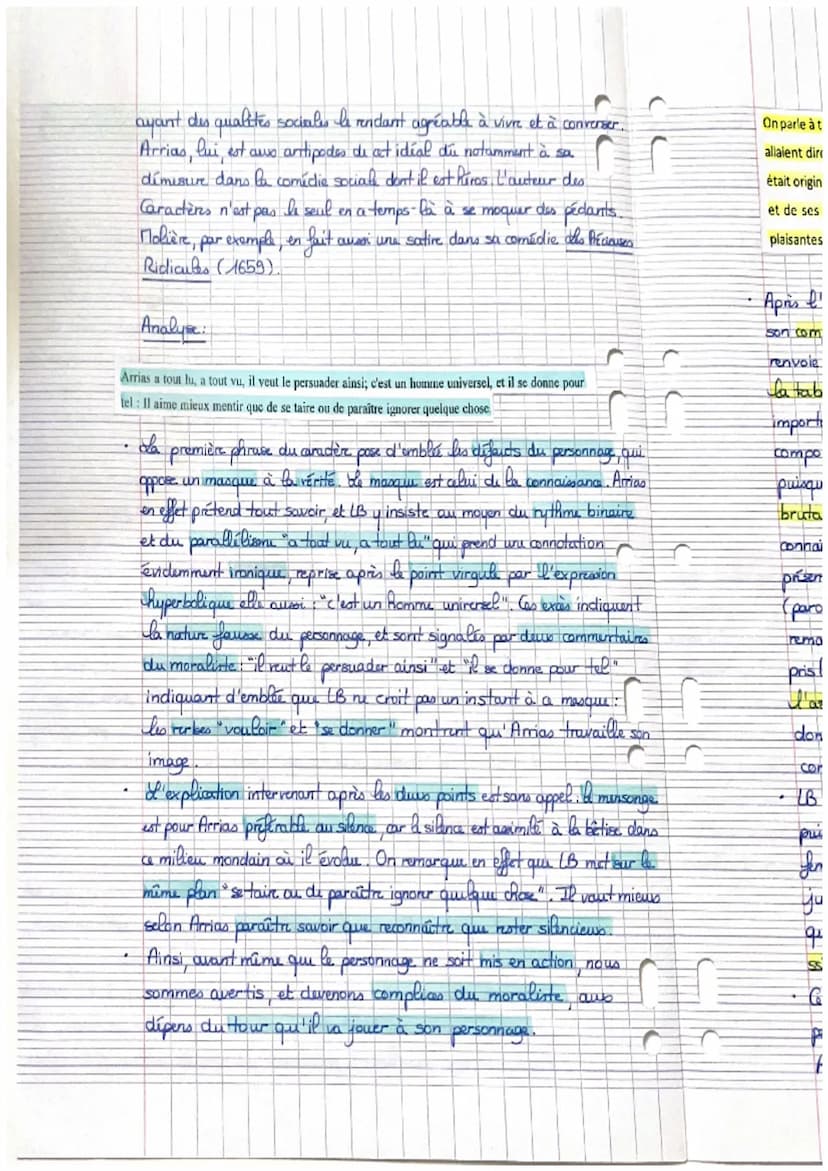 Texte n°16
C
C
Analyse linéaire de "Arrias", Jean de La Bruyère
INTRODUCTION
ide
de mouvement du classicisme à l'époque de Louis XIV possède