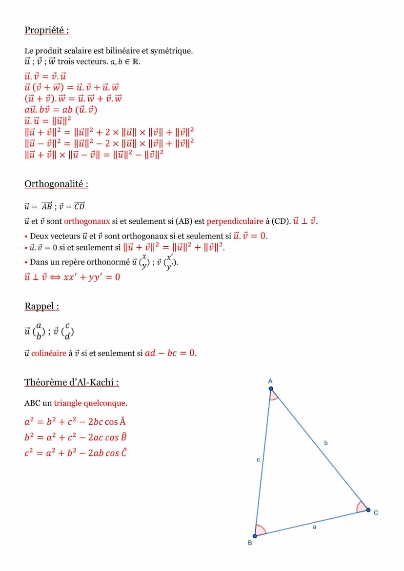 Formule n°1 :
Si O, A, B sont trois points du plan avec O + B; H le projeté orthogonale de B sur (OA), alors le
produit scalaire de OA et OB