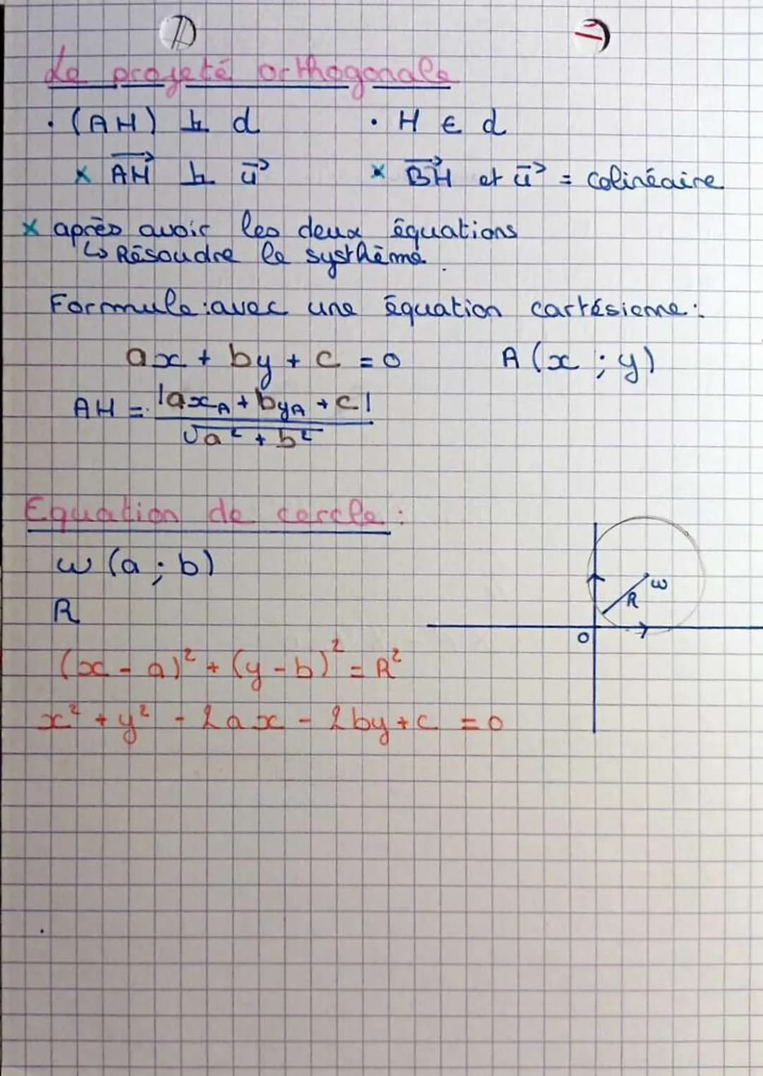 D Géometrie Repérée?
Equation de droite
دن ده
et u d'une droite d =
Med
colinéaire
Si A E d
AM et a
ax+by+c=0
ñ (a; b)
Orthogonaux.. TH
Prod