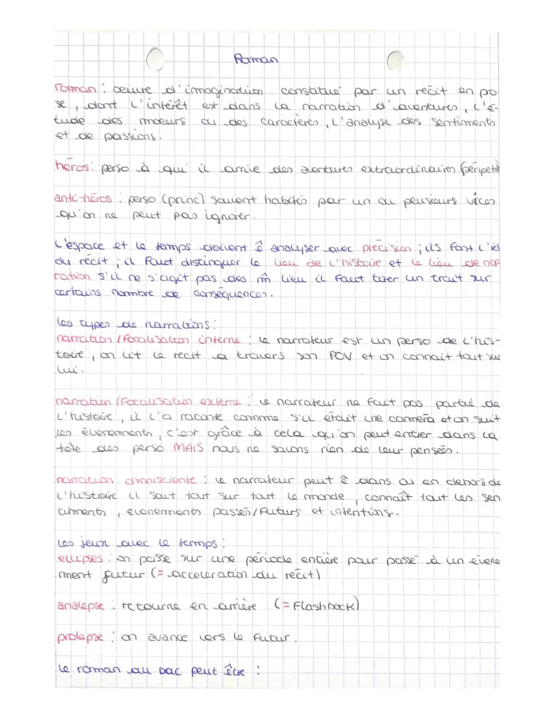le roman-récit/ le théâtre : bac de français