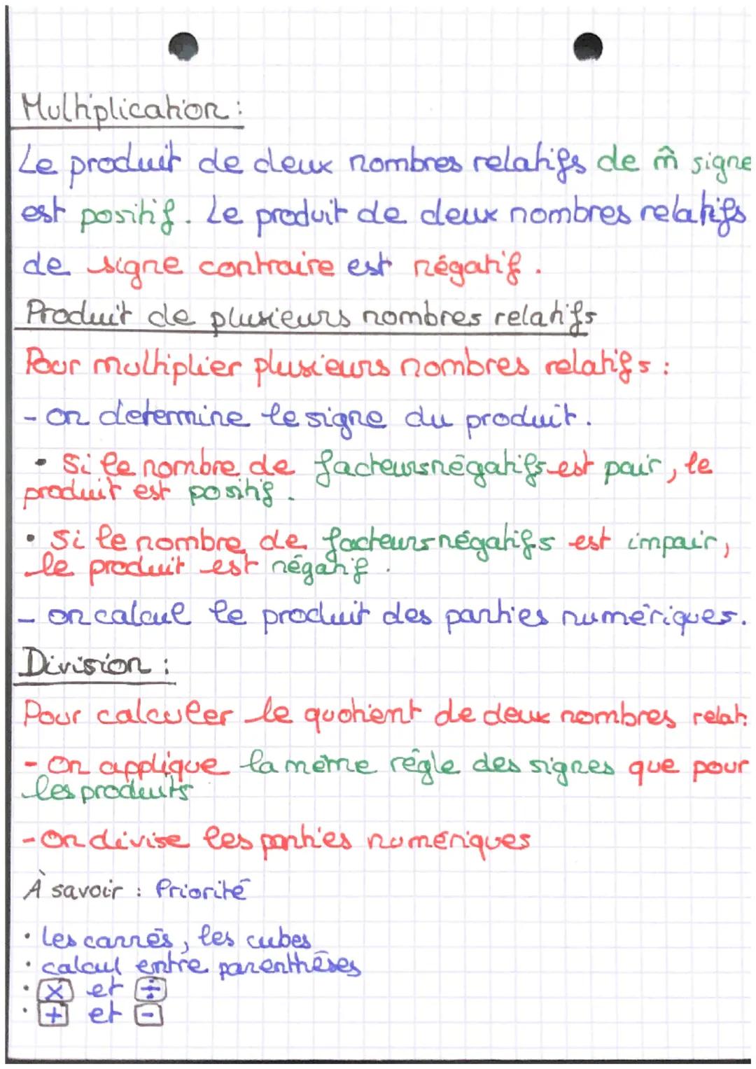 Operations sur les
nombres relatifs
Propriétés :
Si 2 nombres relatifs sont de même signe, alors
leur somme :
• A lememe signe
• A pour part