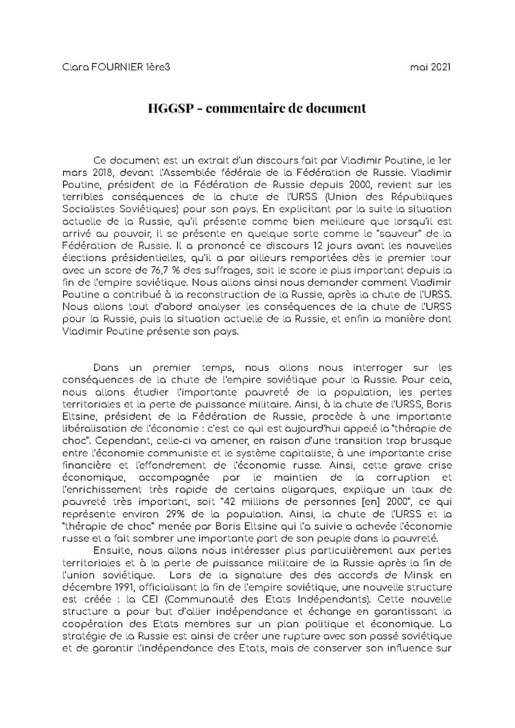 Know commentaire de document discours Poutine (puissance) thumbnail