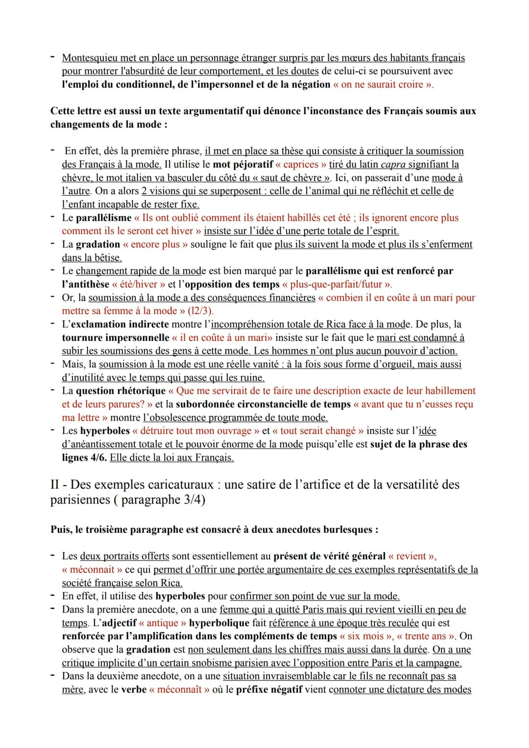 Introduction :
Texte 8 Lettres persanes,
lettre 99, 1721
Montesquieu est un philosophe des Lumières du XVIIIè siècle, connu en particulier p