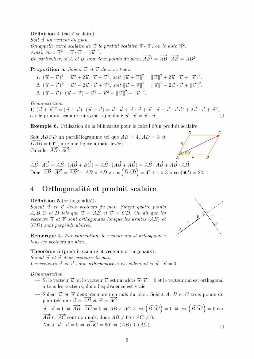 1 Définition et premières propriétés
Définition 1 (norme d'un vecteur).
Soit u un vecteur du plan. Soient A et B deux points
du plan tels qu