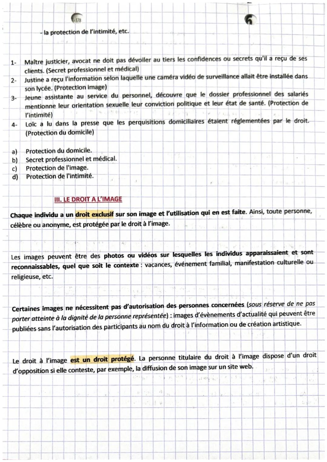 droit
Chapitre 10
Introduction :
L'acquisition de la personnalité juridique entraîne l'octroi de droits subjectifs.
Parmi ces droits, certai