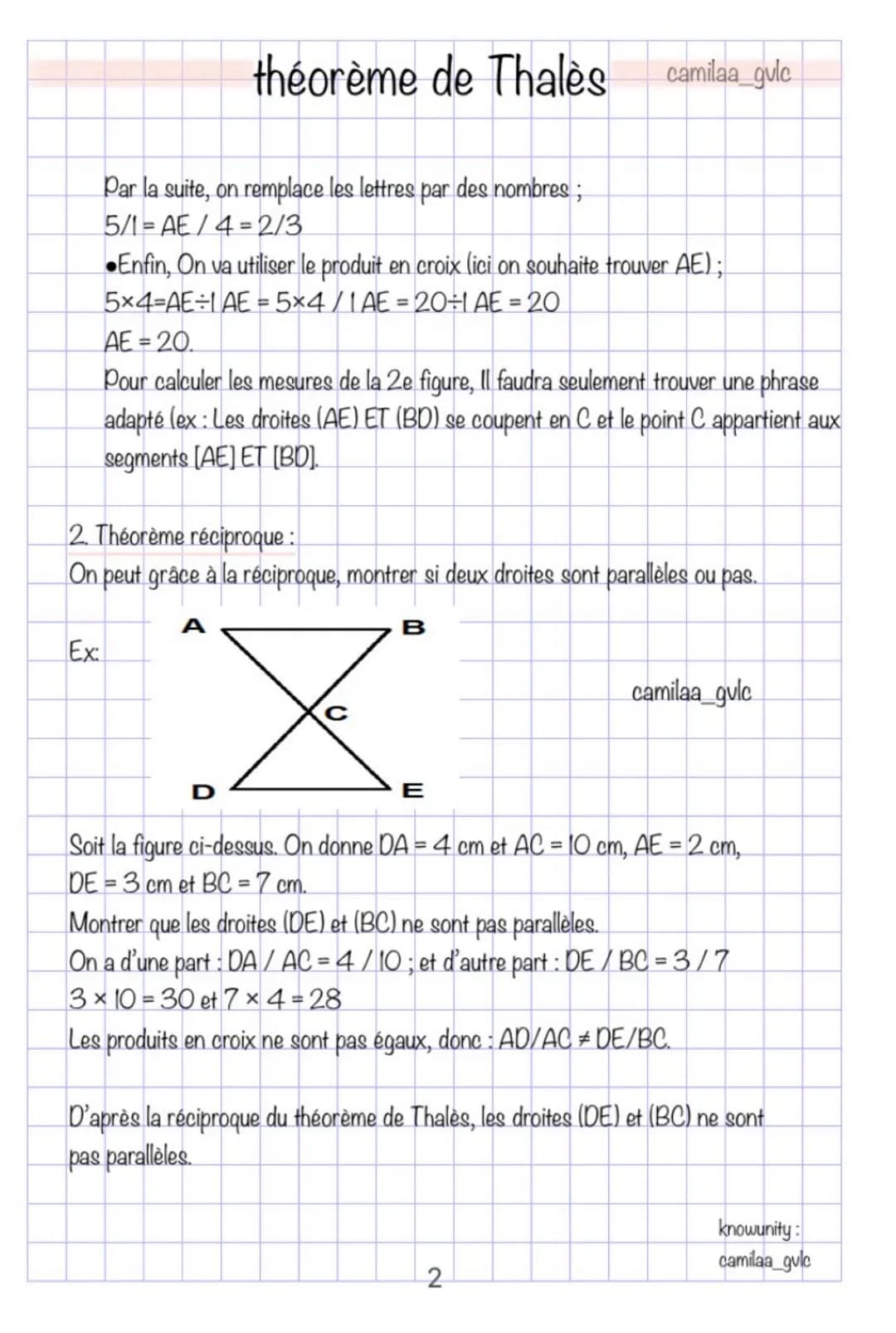 théorème de Thalès
1. Théorème direct:
Le théorème de Thalès peut s'appliquer
dans deux configurations distinct si deux
droites sont parallè