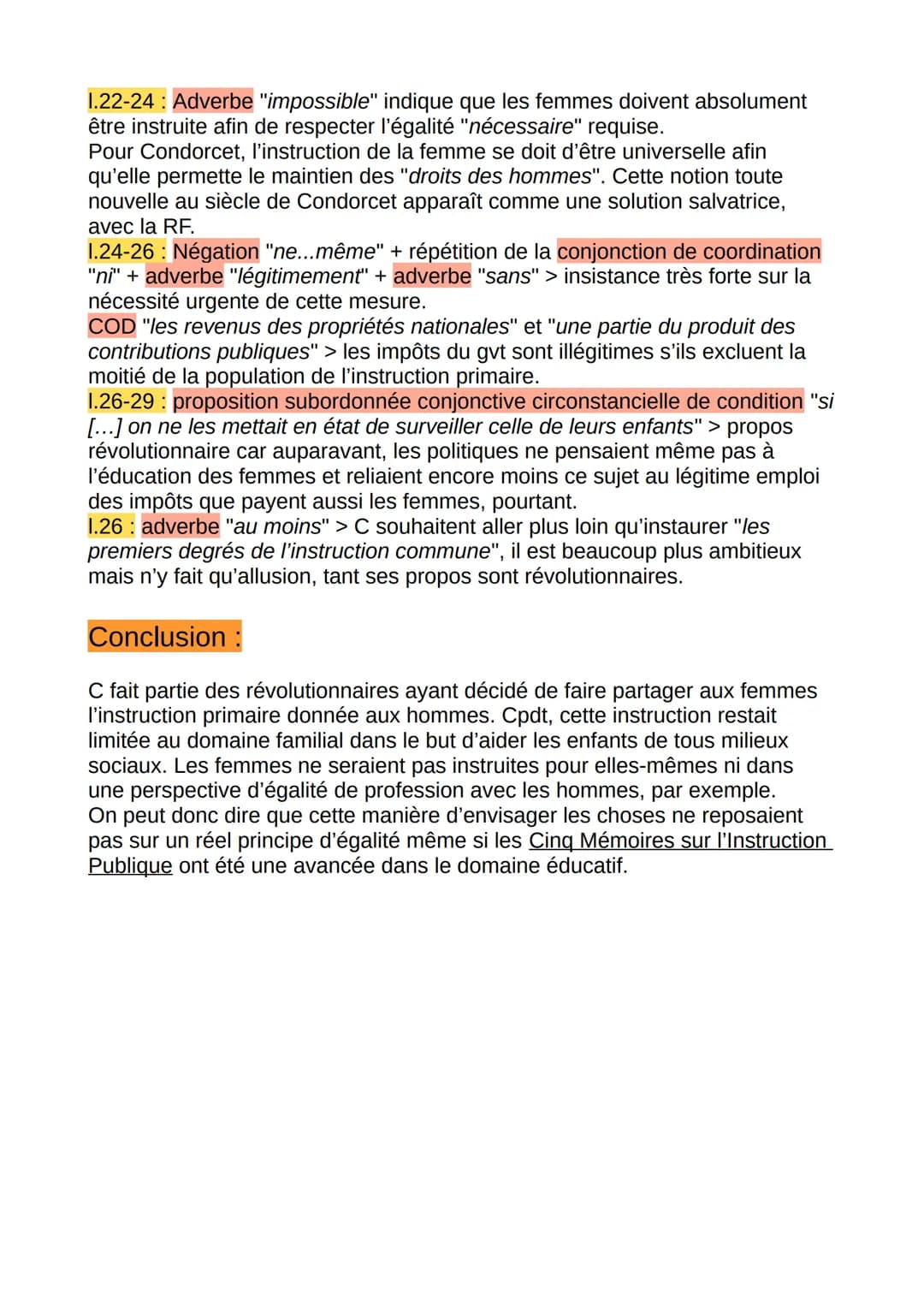 Cinq mémoires sur l'instruction
publique de Condorcet
Introduction :
Cet extrait provient d'un essai du XVIIIème intitulé Cinq Mémoires sur
