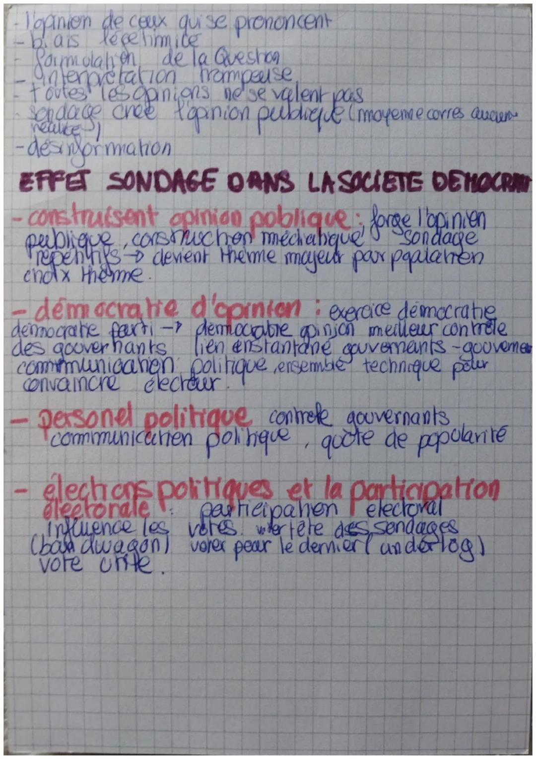 OPINION PUBLIQUE
SES
OPINION PUBLIQUE: constraction politique et
mediatique, historiquement située de ce que pense la
population cou une par
