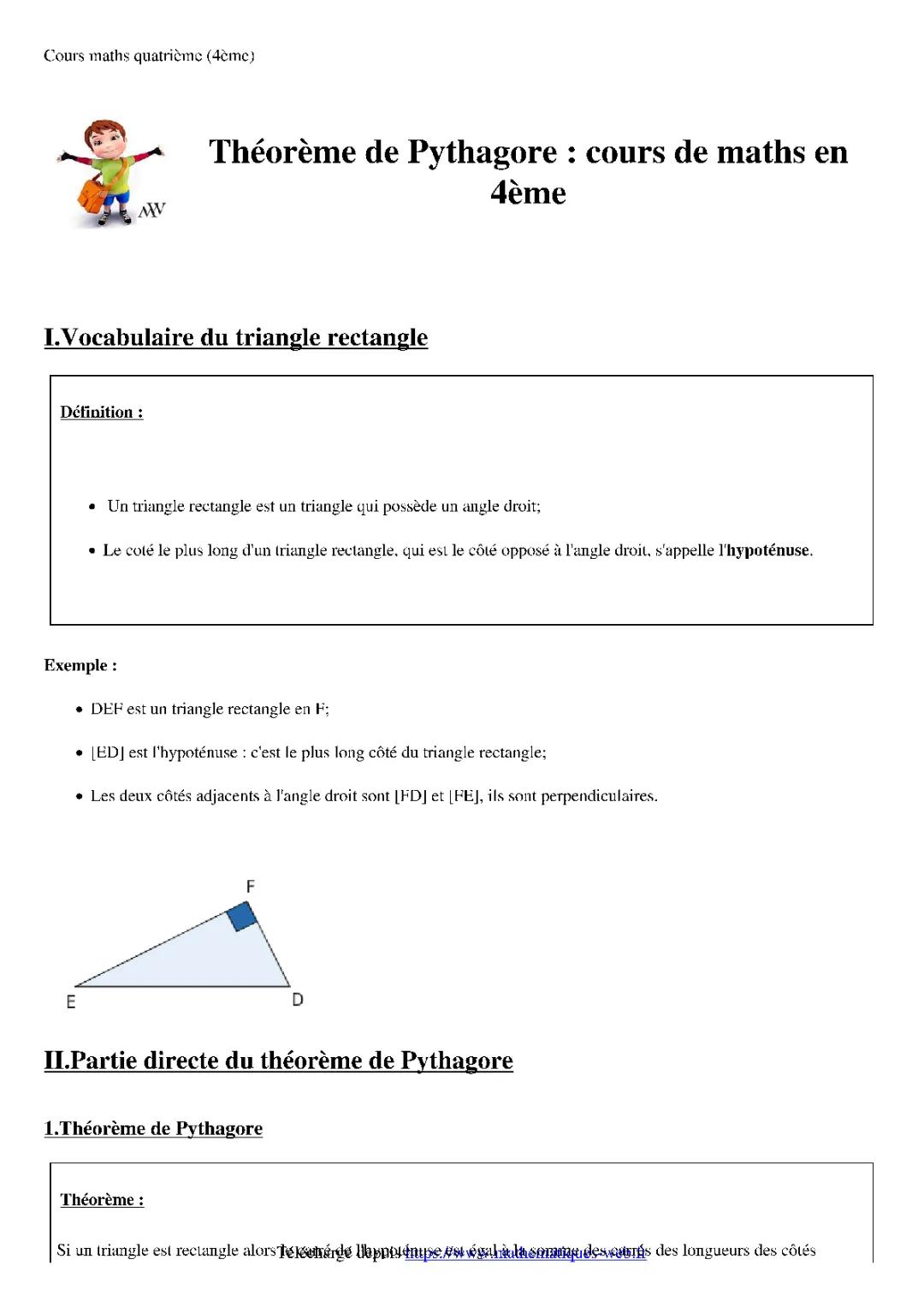 le téorème de Pythagore 