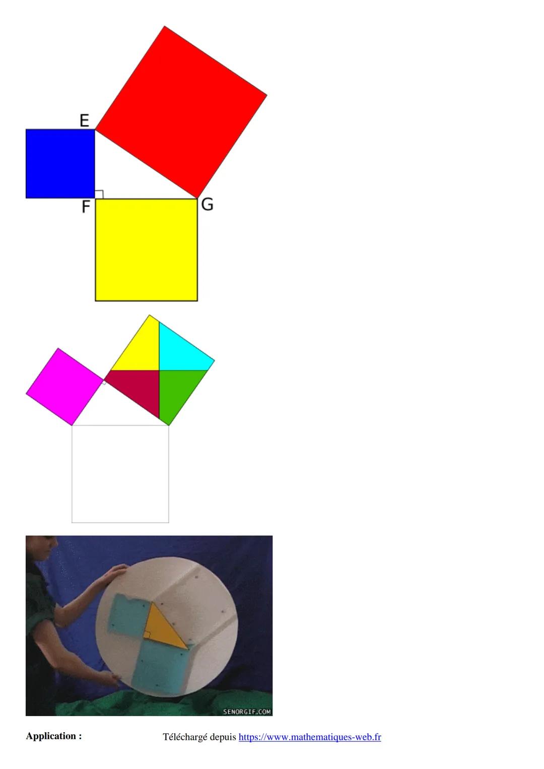 Cours maths quatrième (4ème)
MW
I.Vocabulaire du triangle rectangle
Définition:
Exemple:
E
Théorème de Pythagore : cours de maths en
4ème
• 
