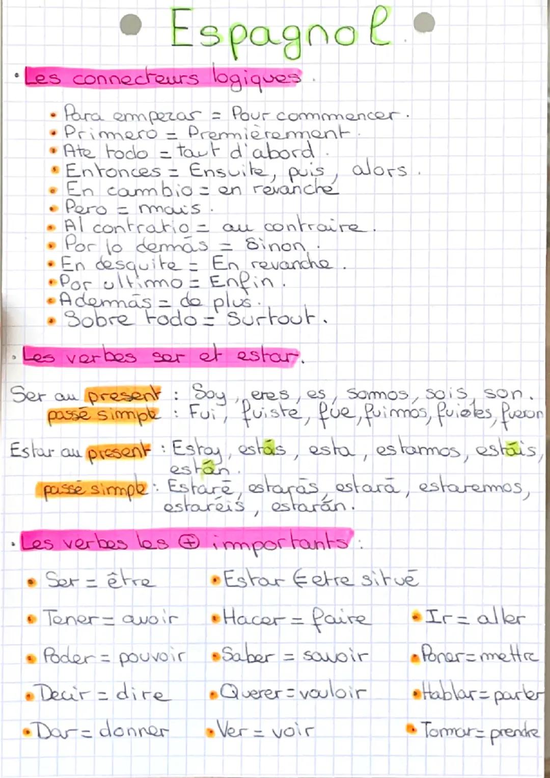 Espagnol
es connecteurs logiques.
Para empezar = Pour commencer.
Primero = Premièrement.
• Ate todo tout d'abord.
=
•
Entonces = Ensuite, pu