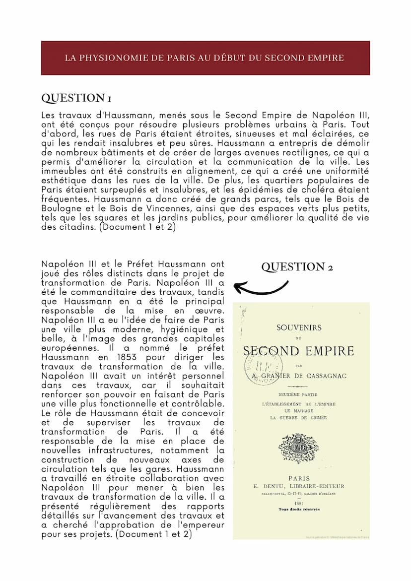 HISTOIRE - 2023
COMMENT HAUSSMANN
TRANSFORME-T-IL PARIS ?
Paris transformé par Napoléon III et le préf de la
Seine, Georges Eugène Haussmann