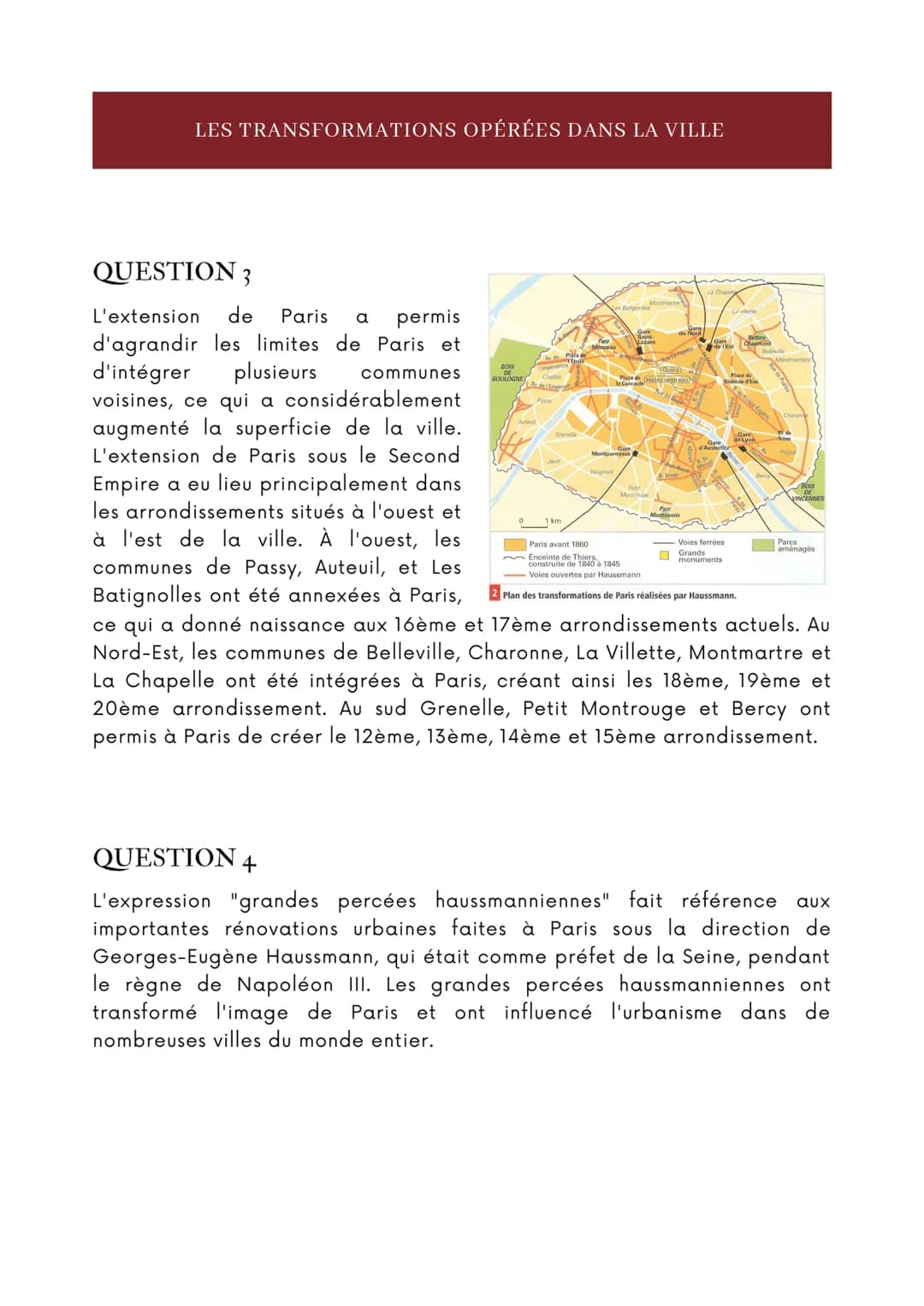 HISTOIRE - 2023
COMMENT HAUSSMANN
TRANSFORME-T-IL PARIS ?
Paris transformé par Napoléon III et le préf de la
Seine, Georges Eugène Haussmann