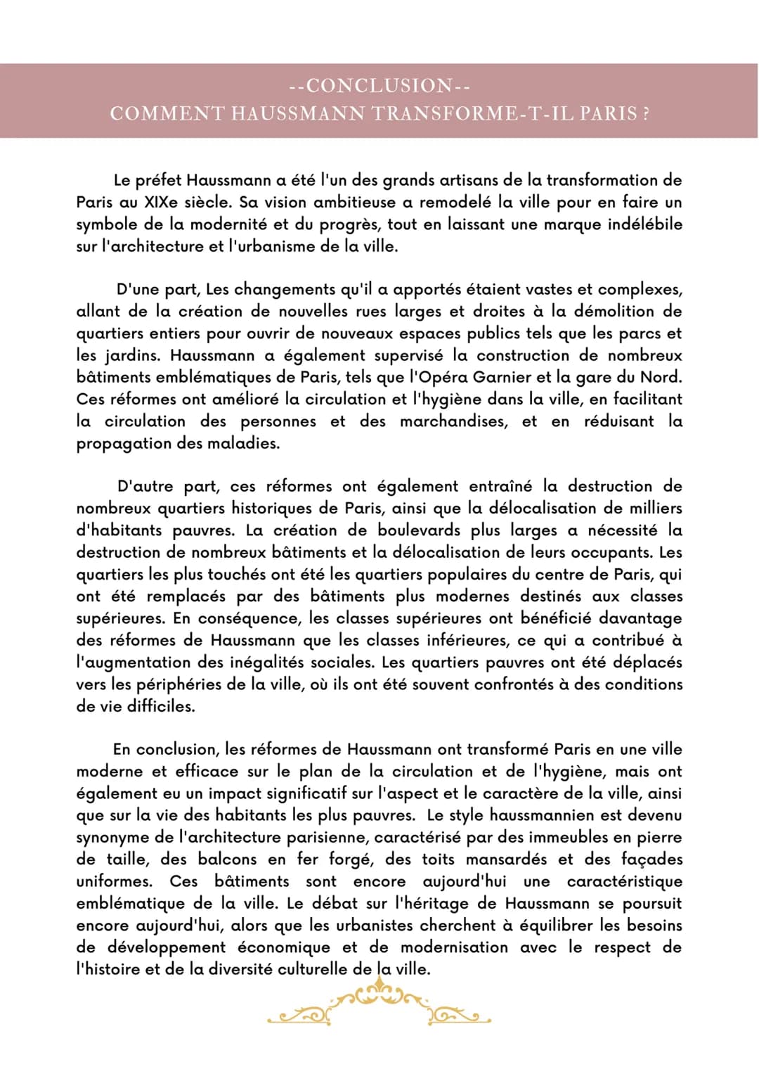HISTOIRE - 2023
COMMENT HAUSSMANN
TRANSFORME-T-IL PARIS ?
Paris transformé par Napoléon III et le préf de la
Seine, Georges Eugène Haussmann