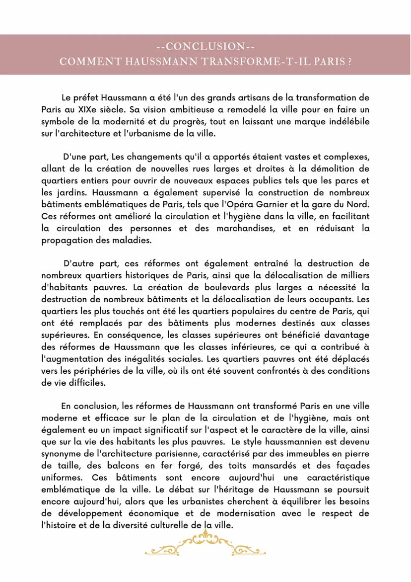 HISTOIRE - 2023
COMMENT HAUSSMANN
TRANSFORME-T-IL PARIS ?
Paris transformé par Napoléon III et le préf de la
Seine, Georges Eugène Haussmann