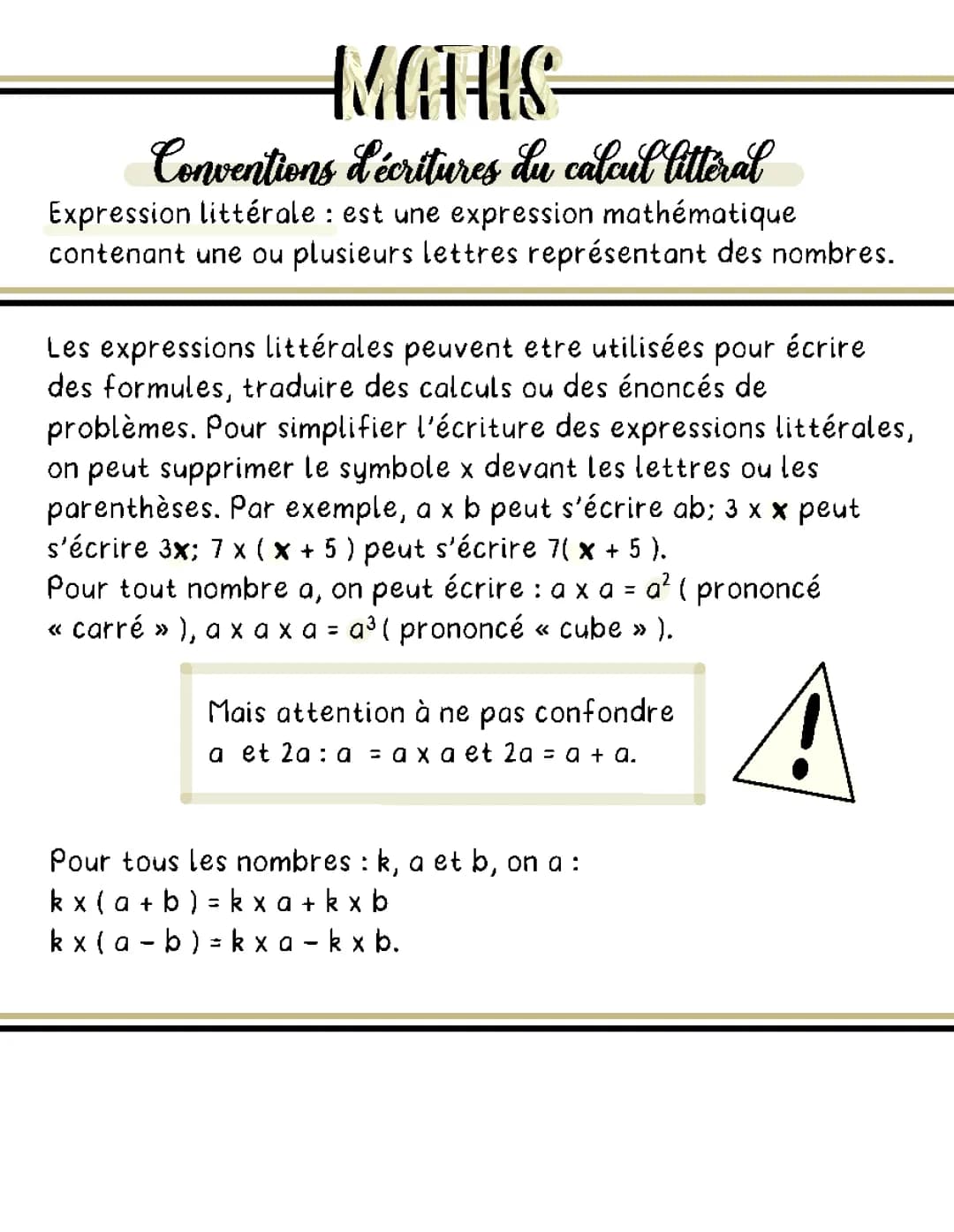Comment simplifier une expression littérale en 3ème et 4ème