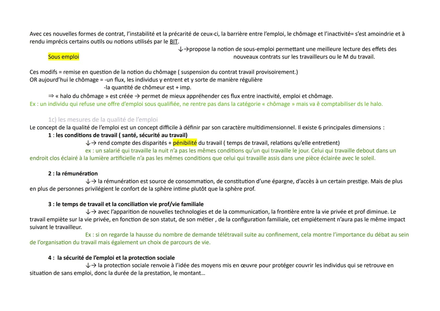 I- comment définir et mesurer les caractéristiques du travail et de l'emploi ?
1a) les notions
l'emploi et le travail
pop active/inactive
• 