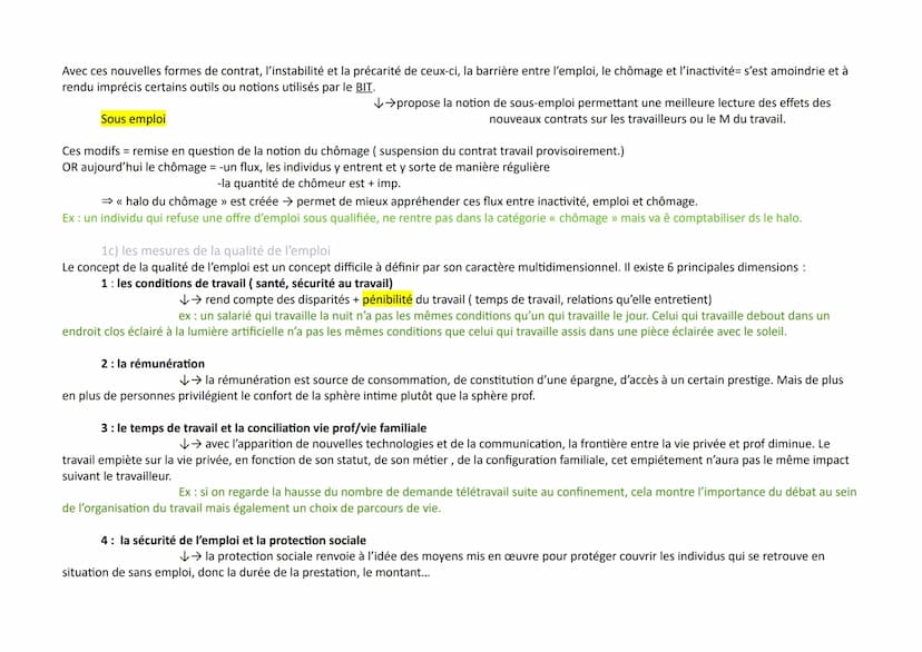 I- comment définir et mesurer les caractéristiques du travail et de l'emploi ?
1a) les notions
l'emploi et le travail
pop active/inactive
• 