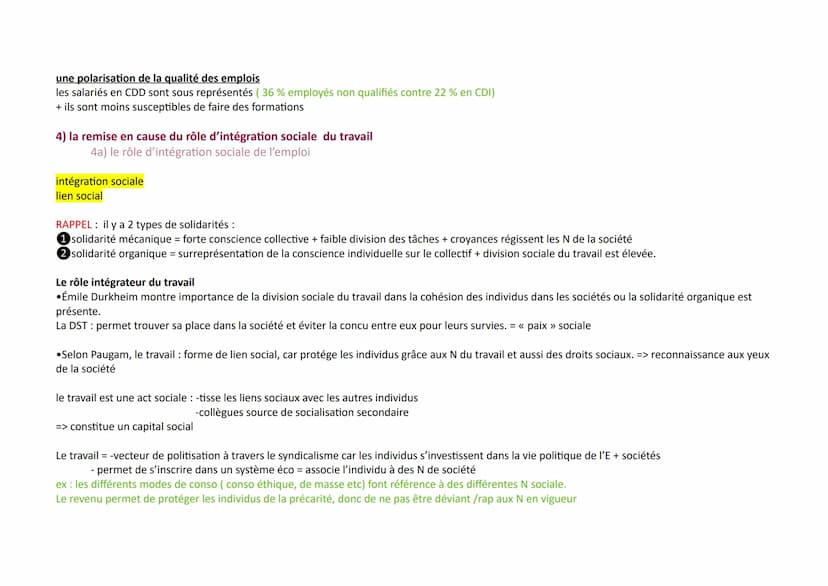 I- comment définir et mesurer les caractéristiques du travail et de l'emploi ?
1a) les notions
l'emploi et le travail
pop active/inactive
• 