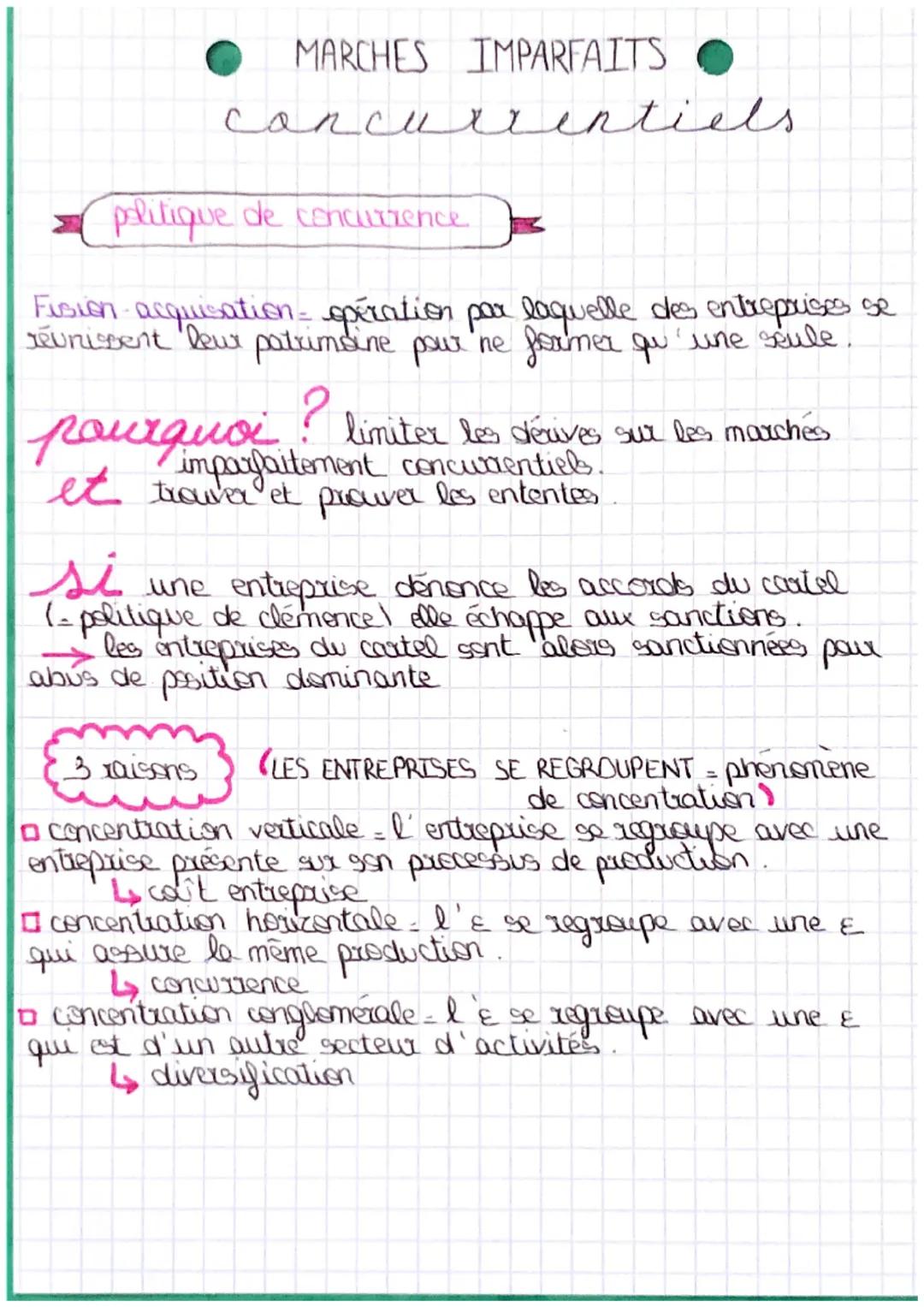 MARCHES IMPARFAITS
concurrentiels
modèle
theorique 3
5 conditions pour que le marché soit
dit de concurrence pure et parfaite.
Si une condit