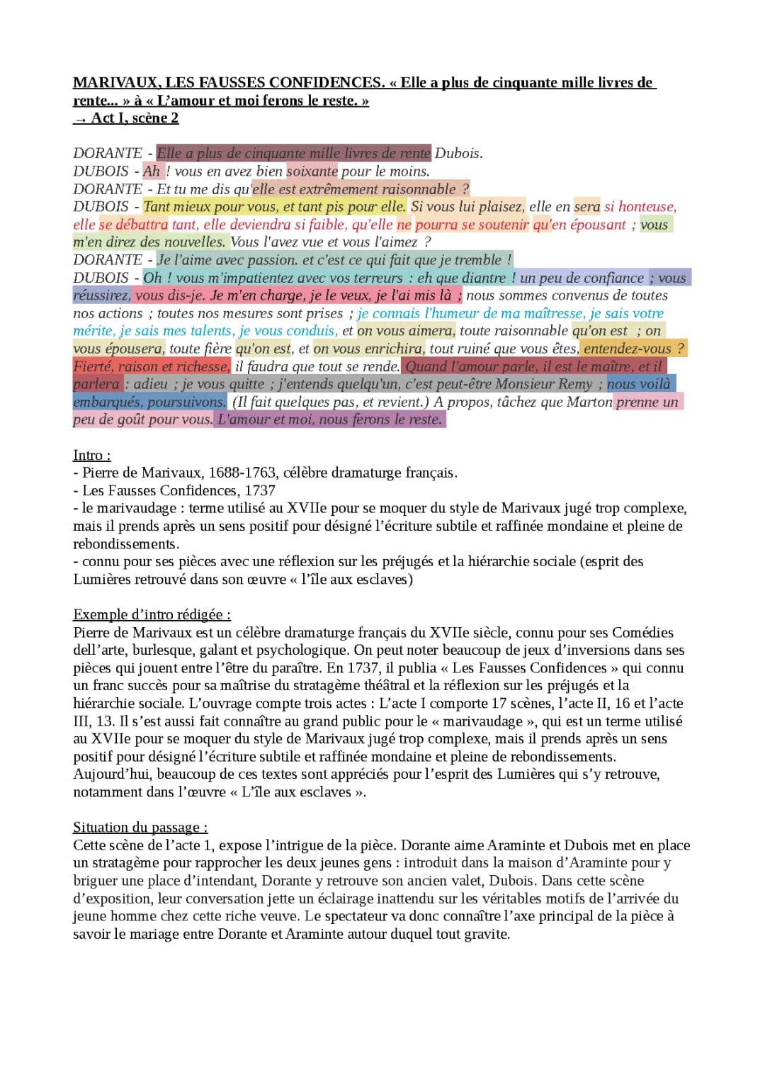 Les Fausses Confidences Acte 1 Scène 2 PDF - Résumé, Problématique et Analyse
