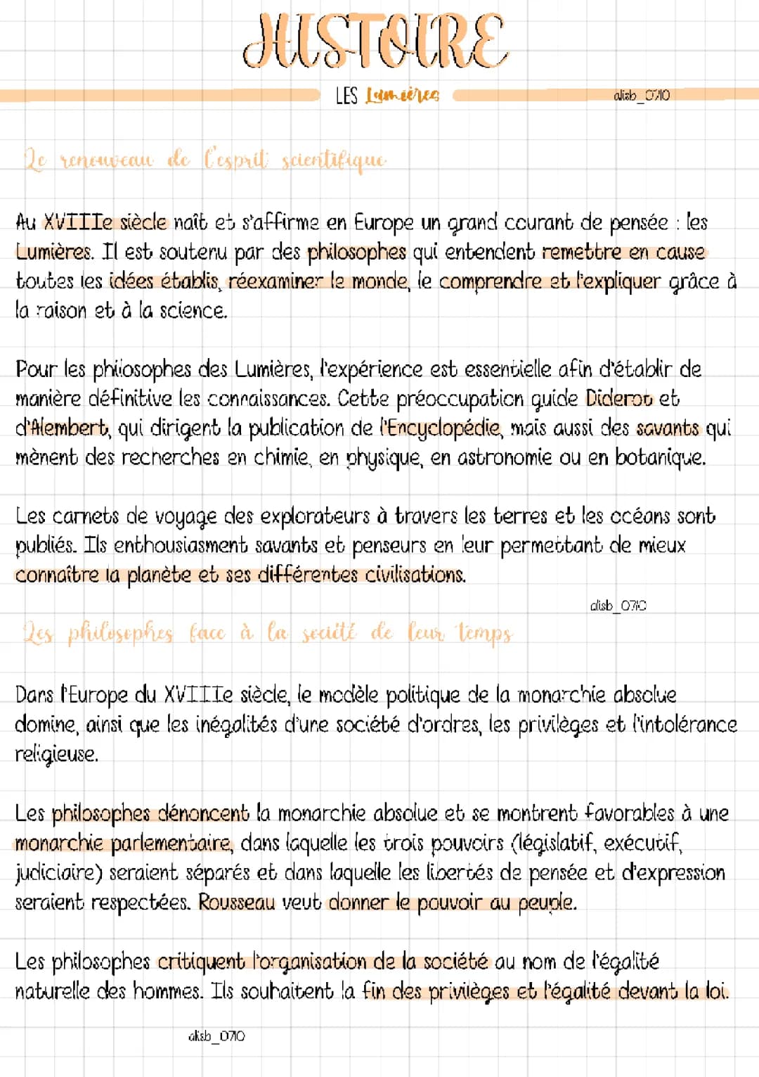 Histoire : Les Lumières