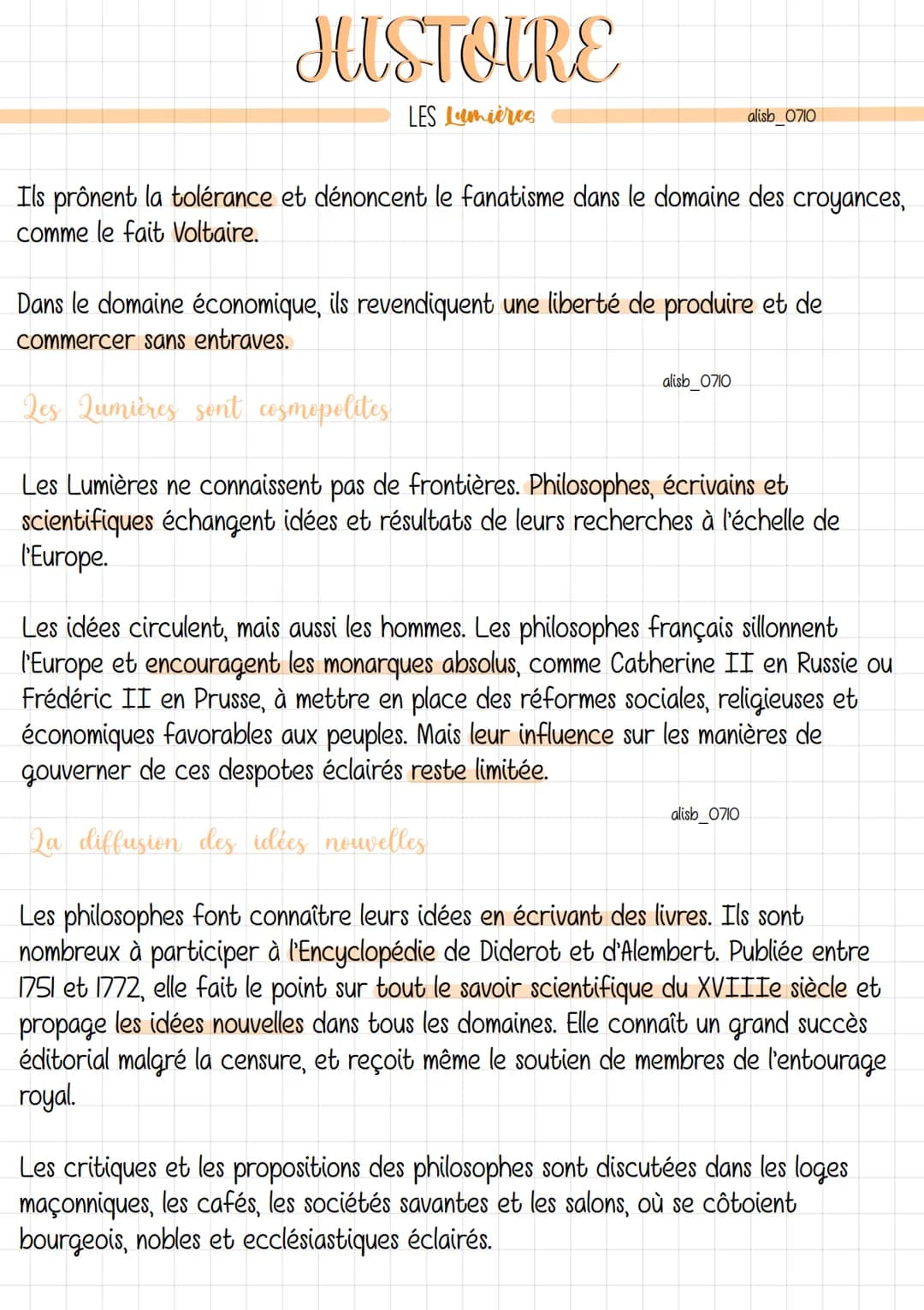 JUSTOIRE
LES Lumières
alisb_0710
Le renouveau de l'esprit scientifique
Au XVIIIe siècle naît et s'affirme en Europe un grand courant de pens
