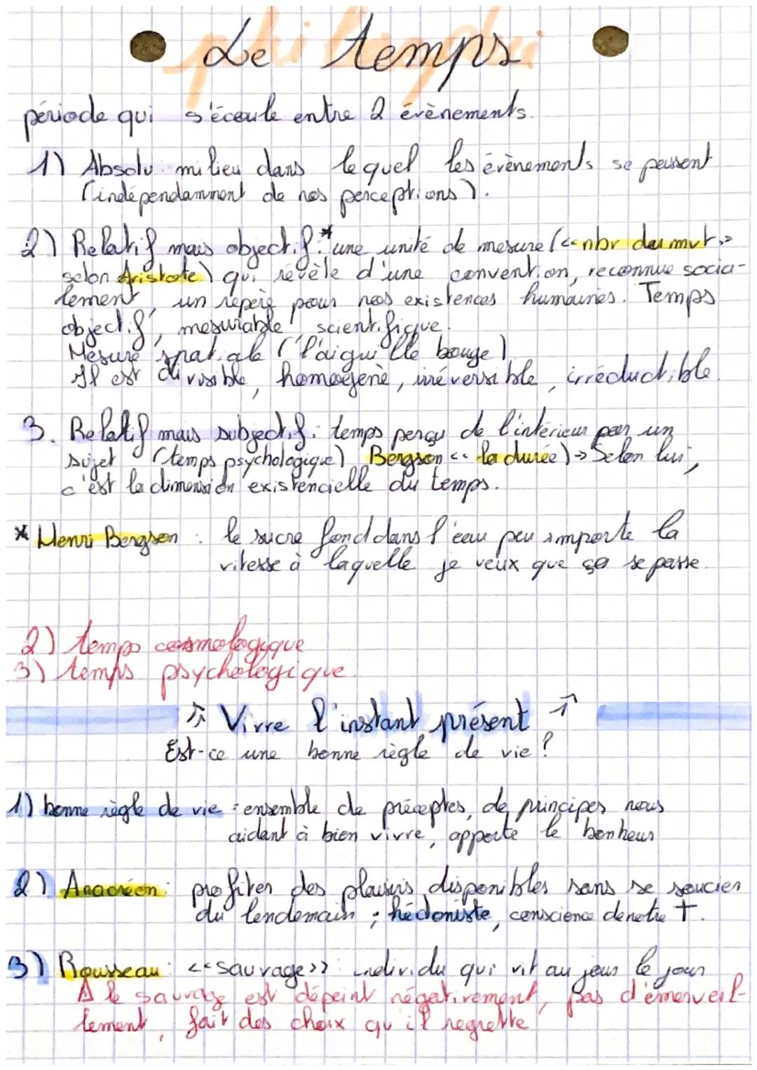 # Le temps

période qui s'écoule entre 2 évènements.

11 Absolu milieu dans lequel les évènements se persent
Cindependamment de nos percepti